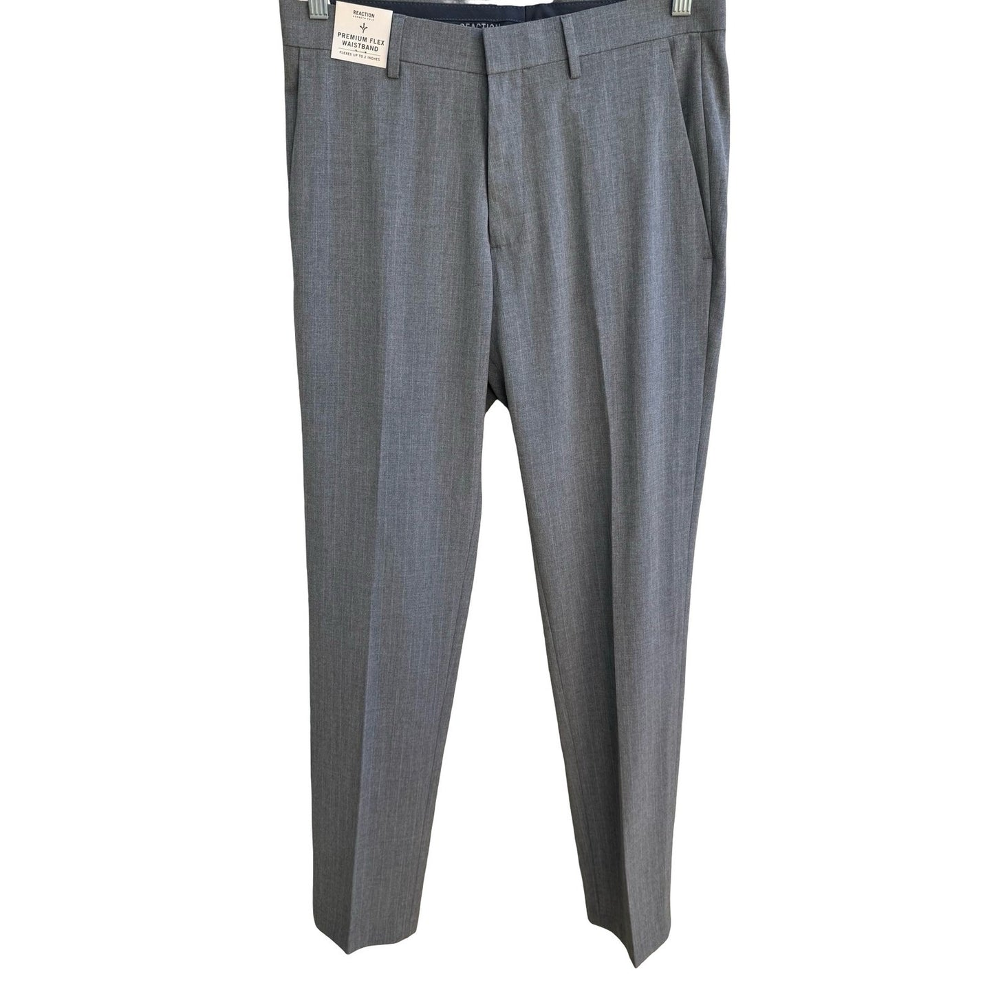 Kenneth Cole Reaction Mens Slim Fit Stretch Dress Pant Grey 30x32 Minimalist NEW