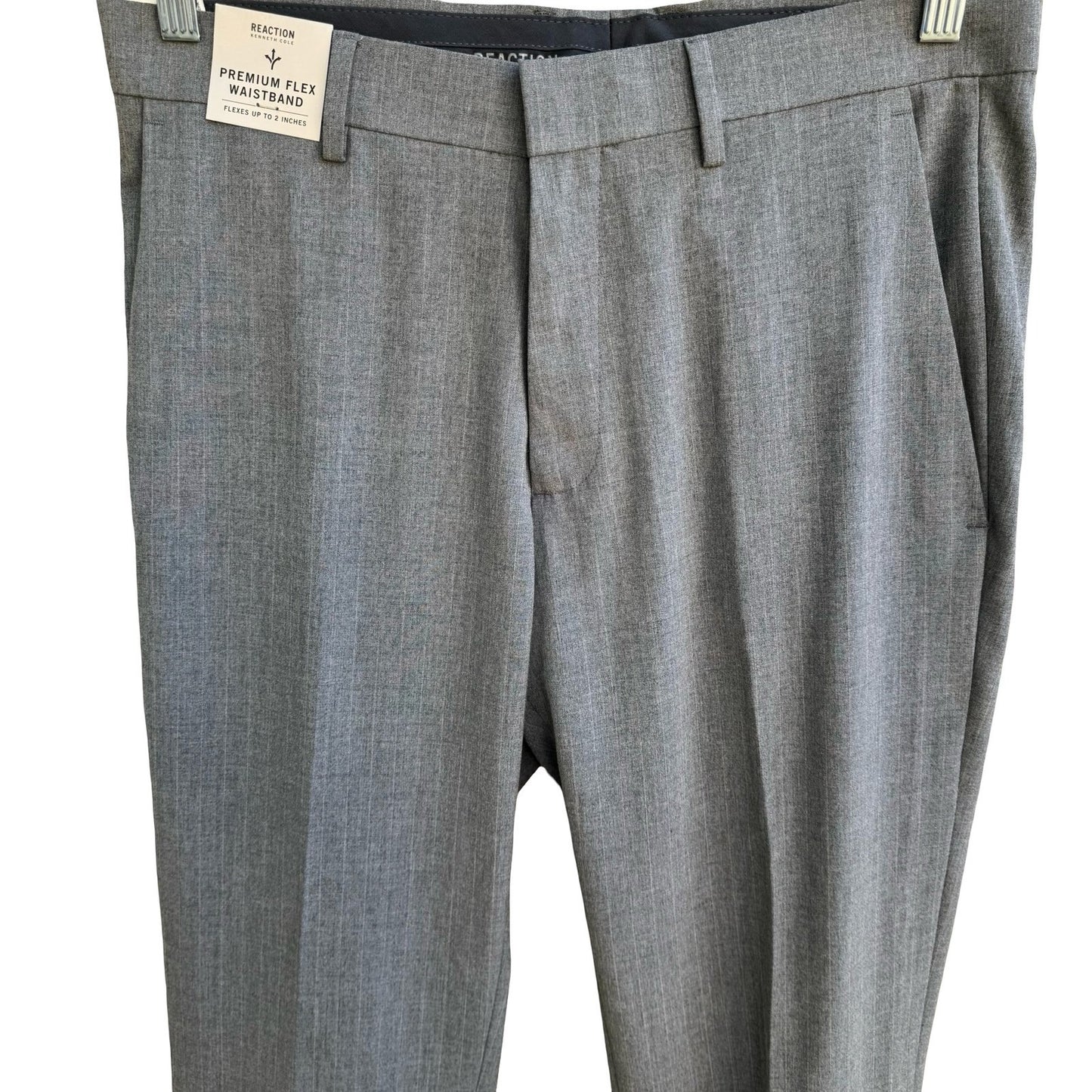 Kenneth Cole Reaction Mens Slim Fit Stretch Dress Pant Grey 30x32 Minimalist NEW