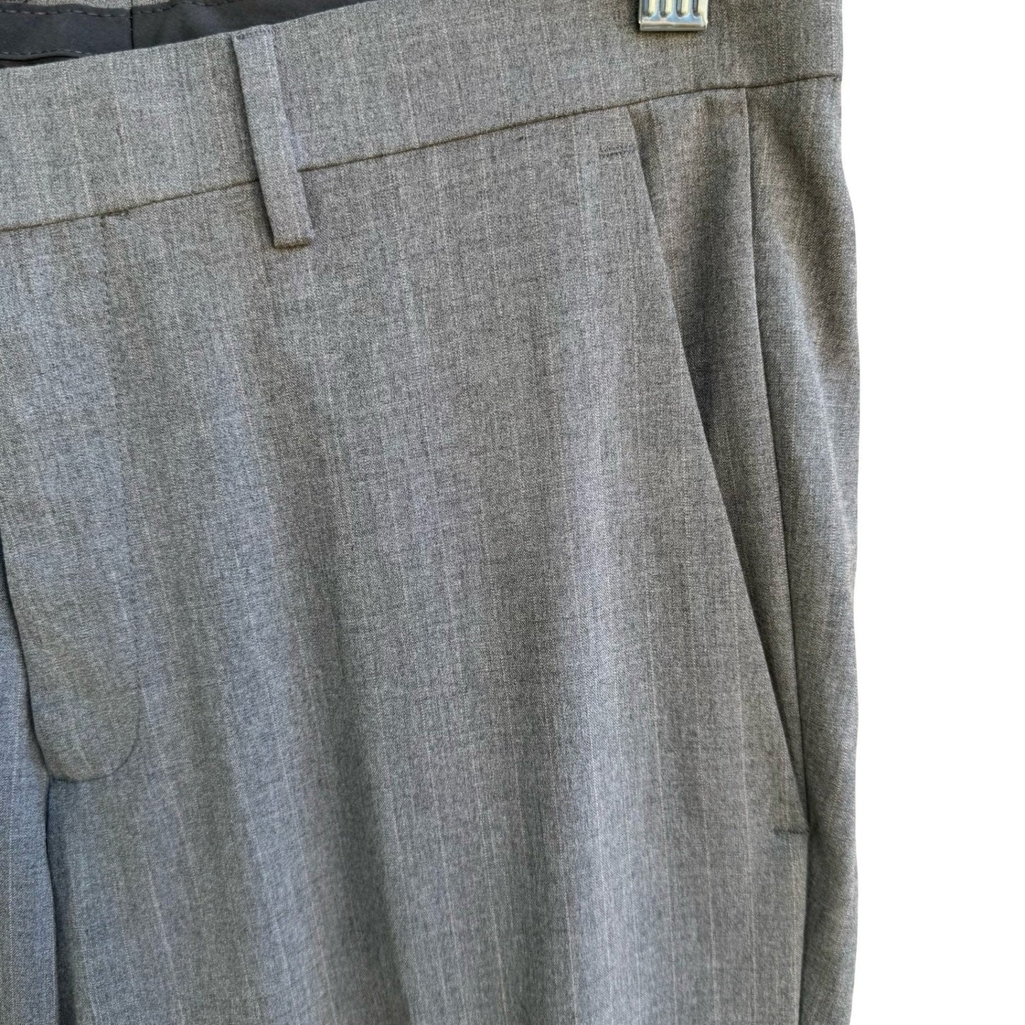 Kenneth Cole Reaction Mens Slim Fit Stretch Dress Pant Grey 30x32 Minimalist NEW