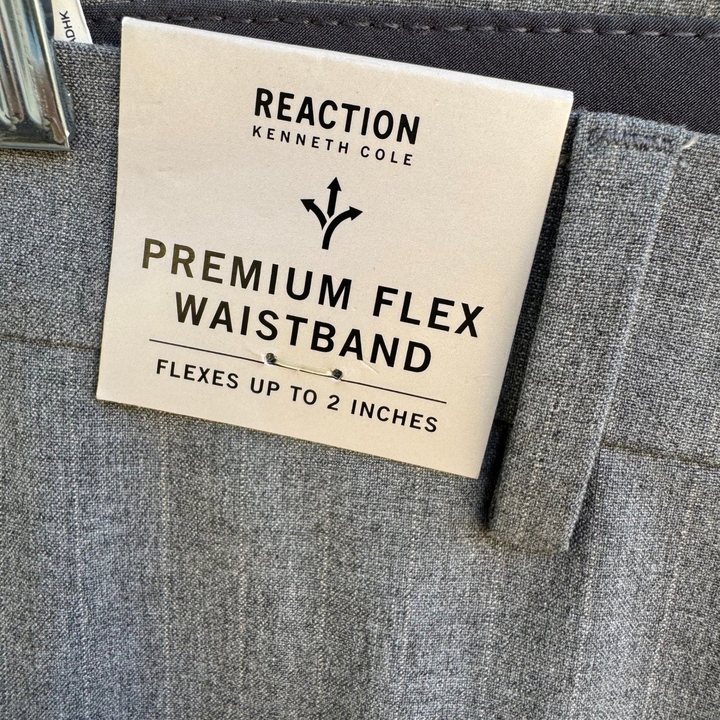 Kenneth Cole Reaction Mens Slim Fit Stretch Dress Pant Grey 30x32 Minimalist NEW