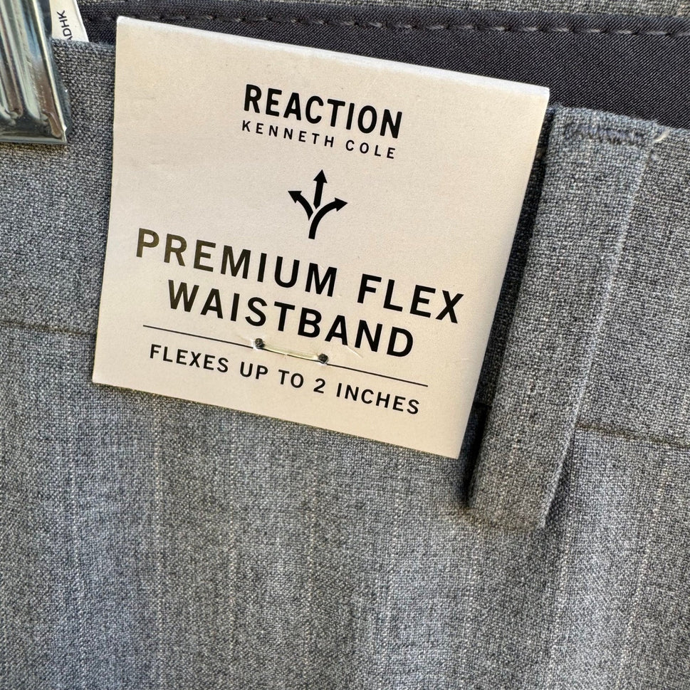 Kenneth Cole Reaction Mens Slim Fit Stretch Dress Pant Grey 30x32 Minimalist NEW