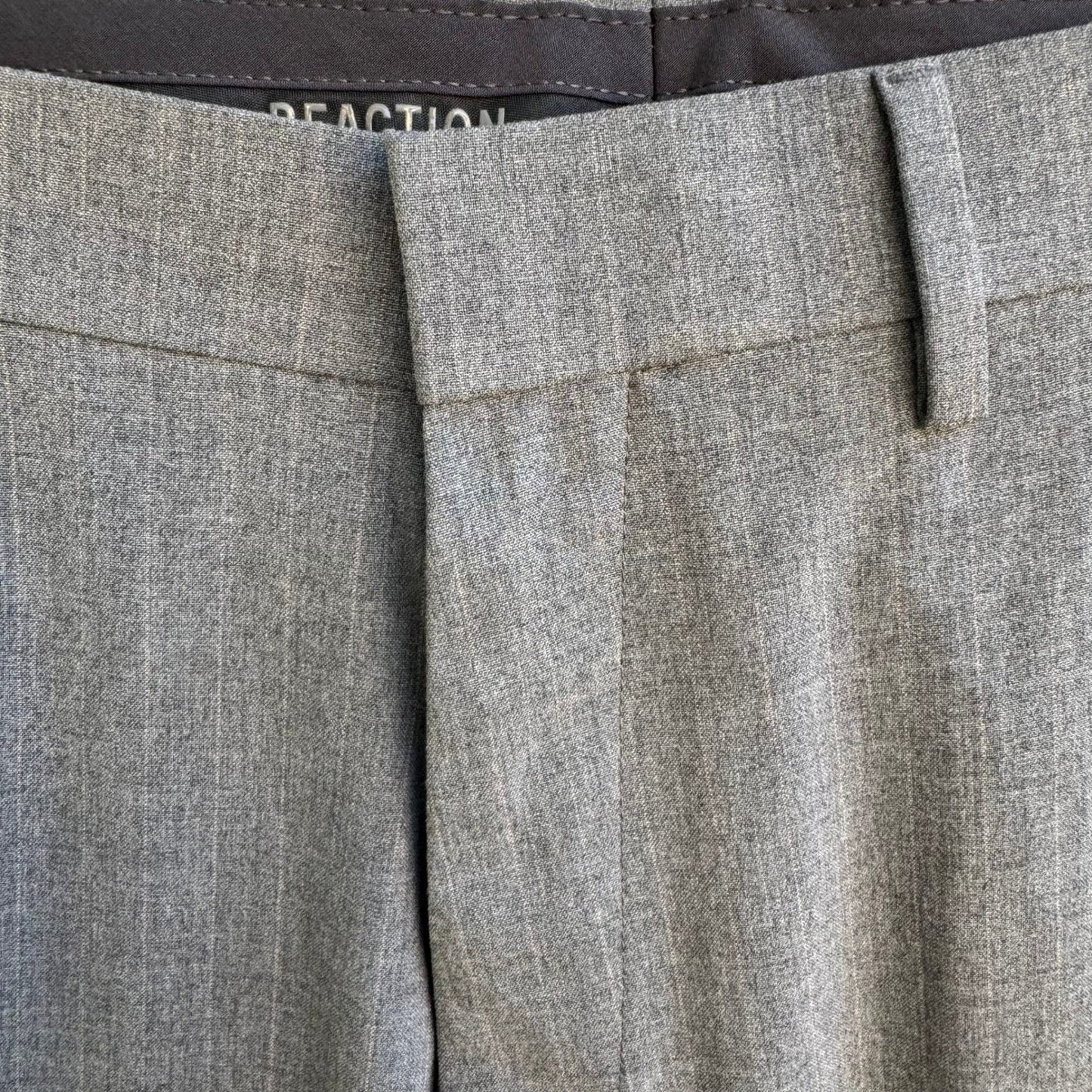 Kenneth Cole Reaction Mens Slim Fit Stretch Dress Pant Grey 30x32 Minimalist NEW