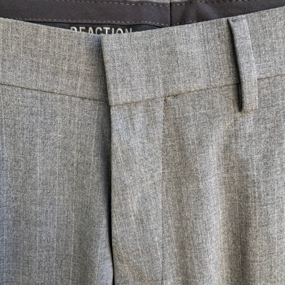 Kenneth Cole Reaction Mens Slim Fit Stretch Dress Pant Grey 30x32 Minimalist NEW