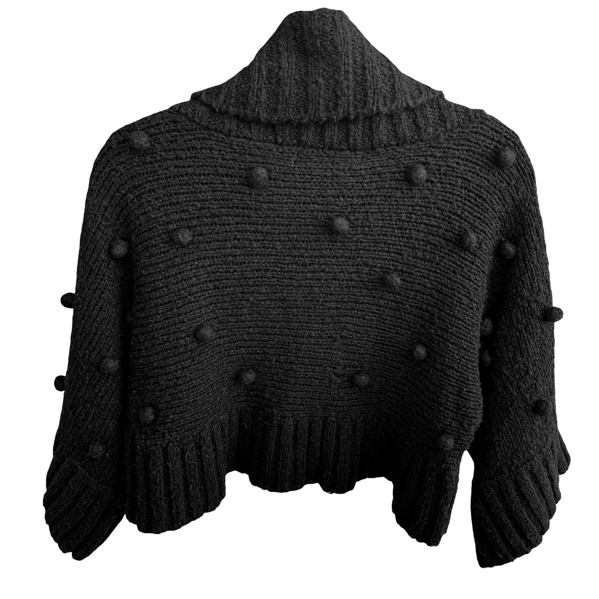 Mac & Jac Boho Whimsigoth Pom Pom Chunky Knit Shrug Bolero Cropped Cardigan M