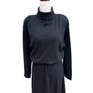 Switch FADS Vintage Womens Black Long-Sleeve Turtleneck Elastic Waist Goth Midi Dress L 2 image