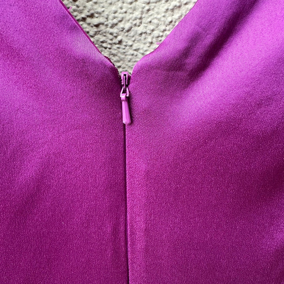 Donna Ricco Surplice V-Neck Formal Bodycon Pleated Wrap Cocktail Dress Magenta 8