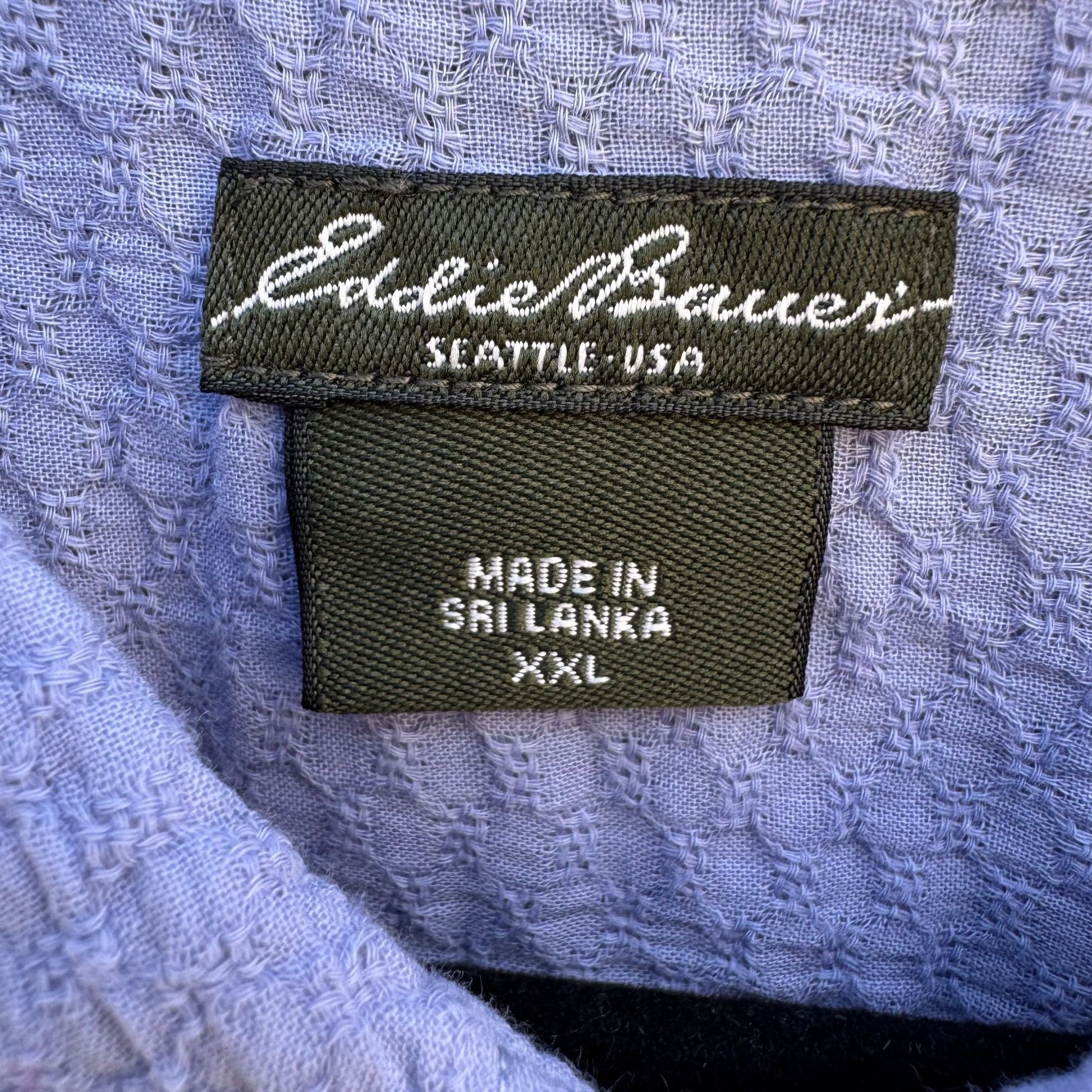 Eddie Bauer Womens Textured Linen Blue Button-Down Roll Tab Sleeve Shirt XXL