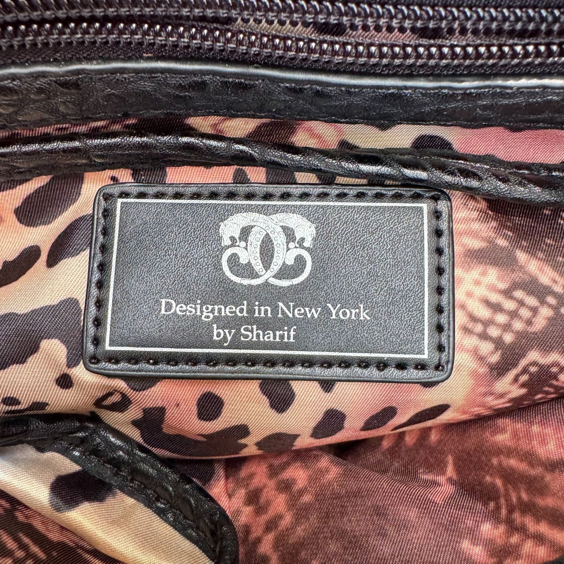 Sharif Black Brown Textured Leather Crossbody Shoulder Bag Wristlet Handbag New