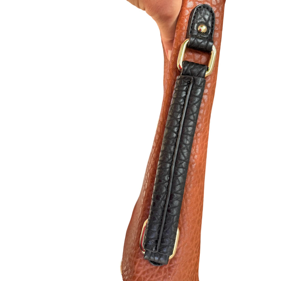 Sharif Black Brown Textured Leather Crossbody Shoulder Bag Wristlet Handbag New