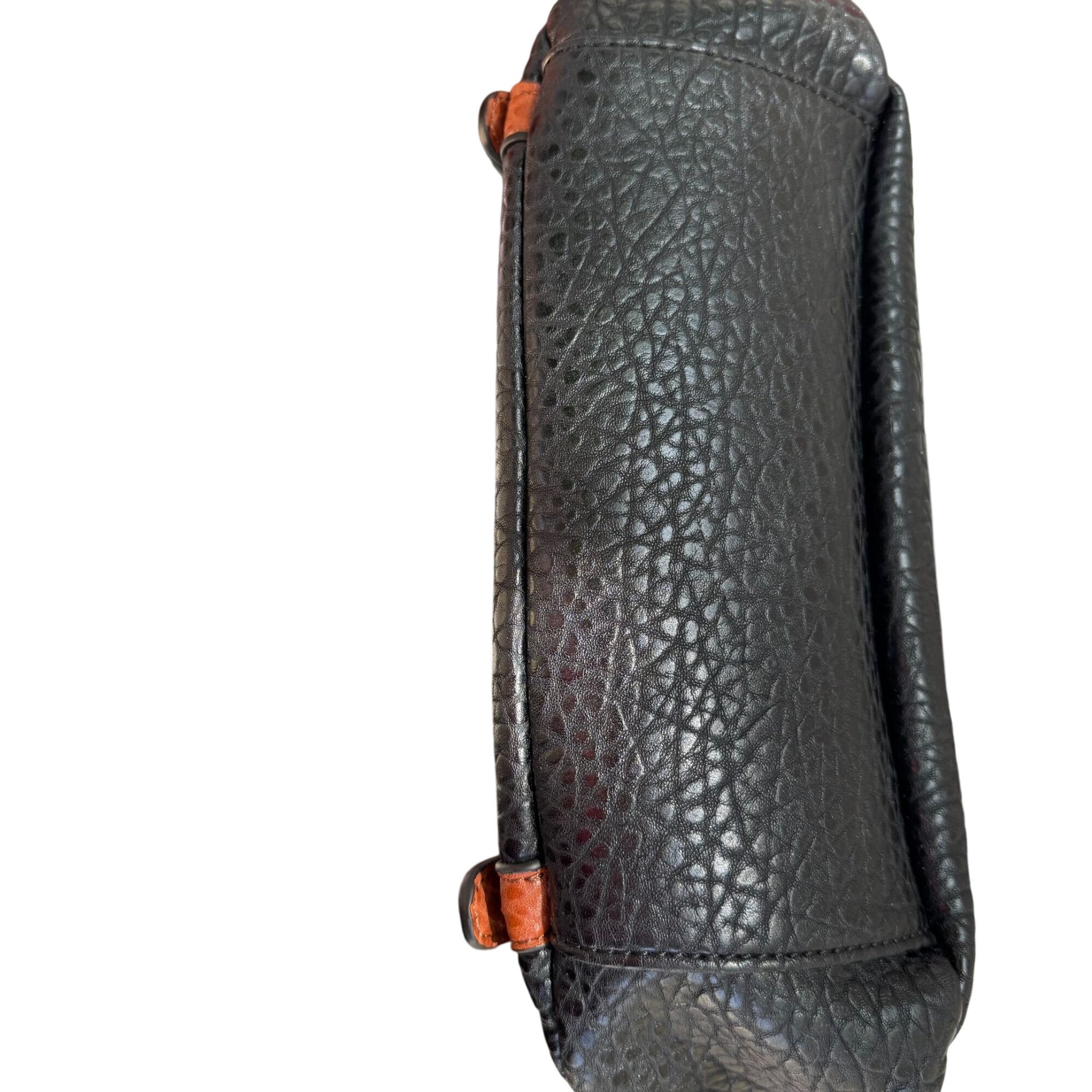 Sharif Black Brown Textured Leather Crossbody Shoulder Bag Wristlet Handbag New