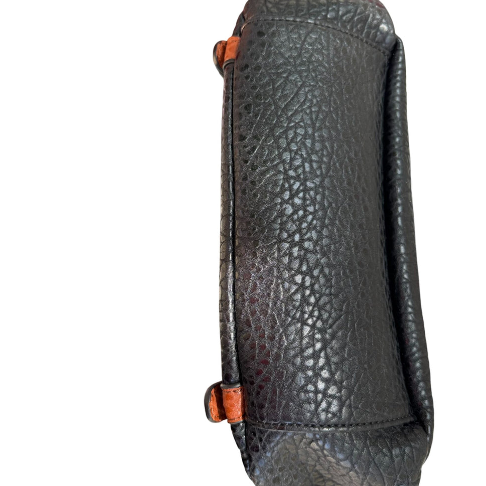 Sharif Black Brown Textured Leather Crossbody Shoulder Bag Wristlet Handbag New