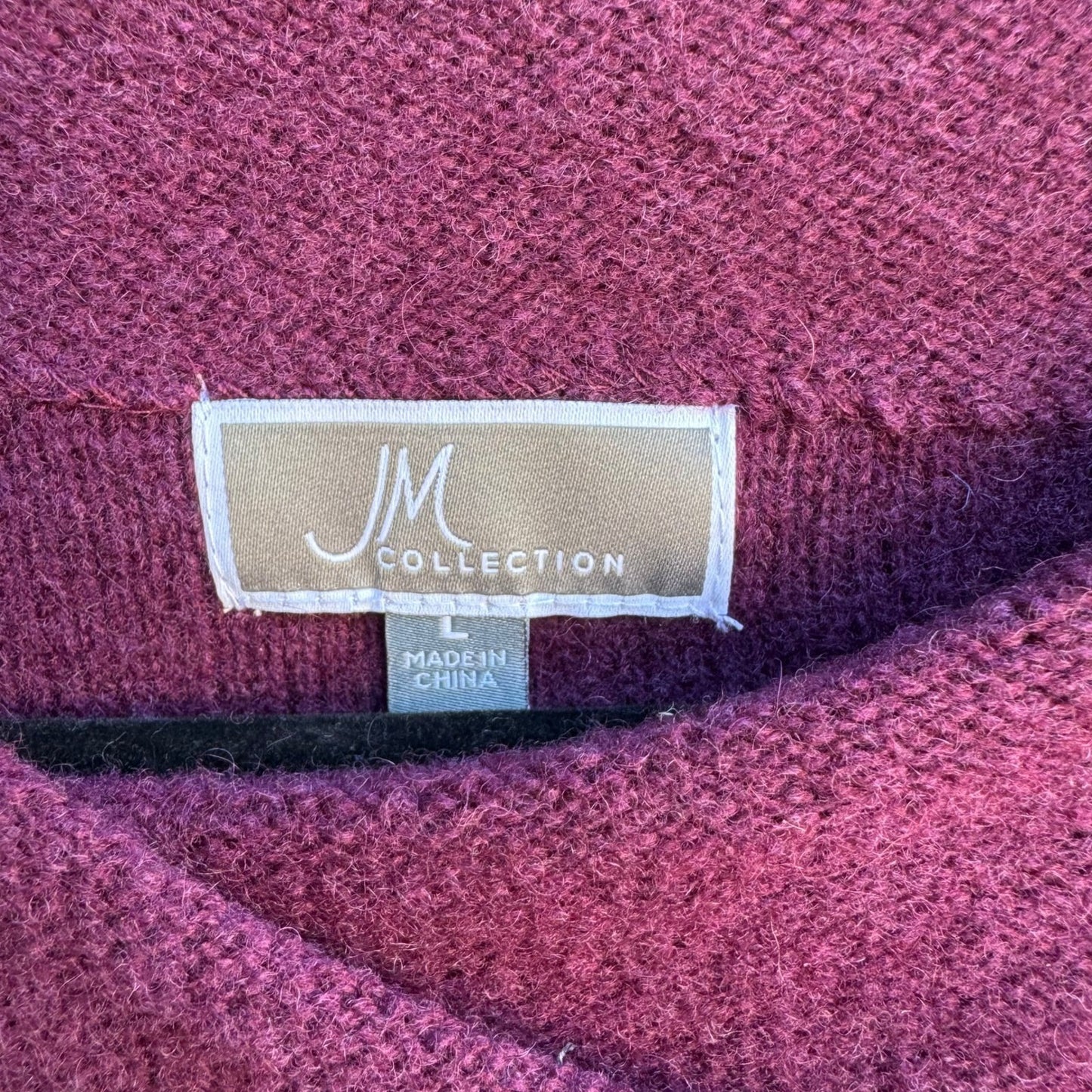 JM Collection Old Money Wool Asymmetrical Jeweled Brooch Statement Sweater L NEW