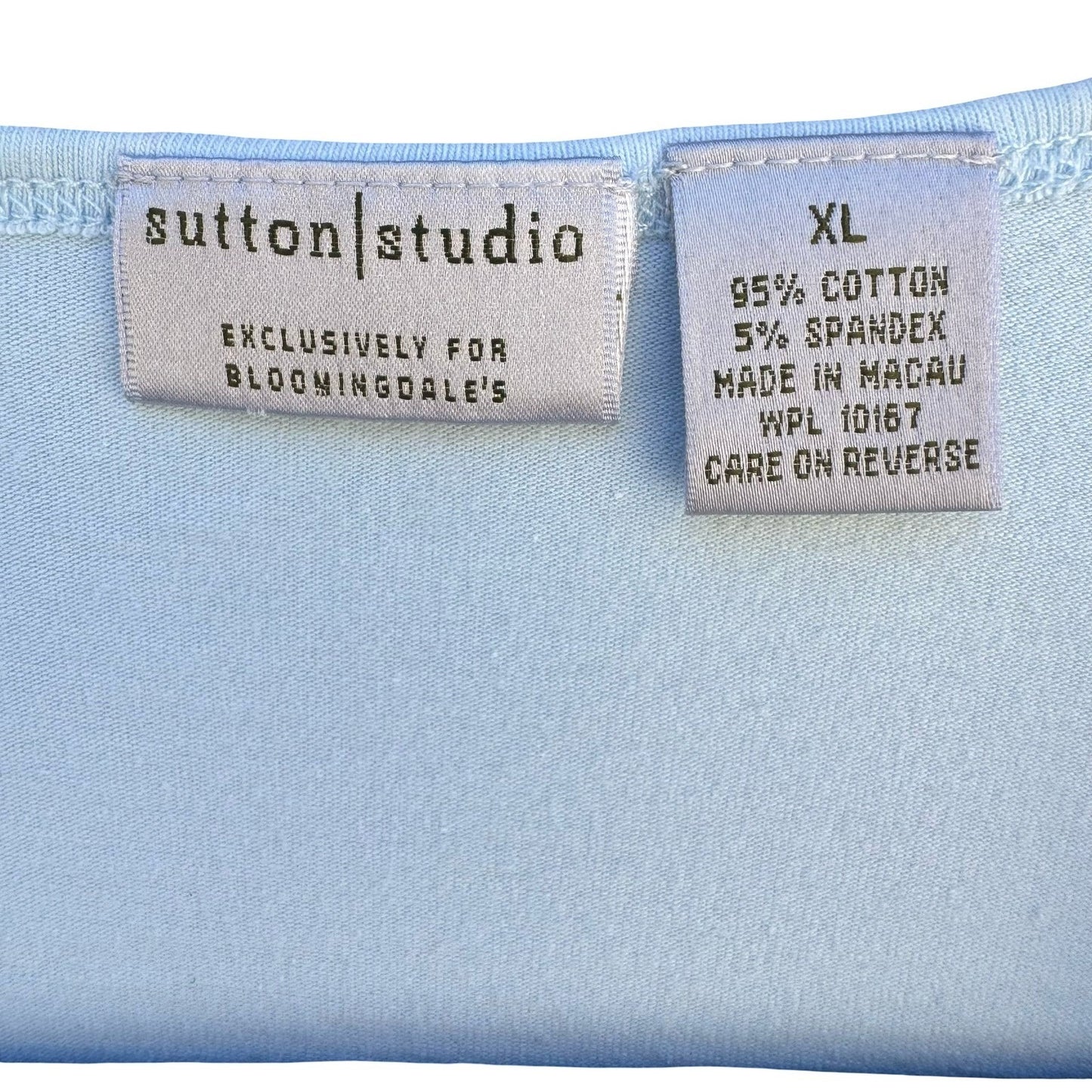 Sutton Studio V-Neck 3/4 Sleeve Minimalist Layering Top Womens Pastel Blue XL