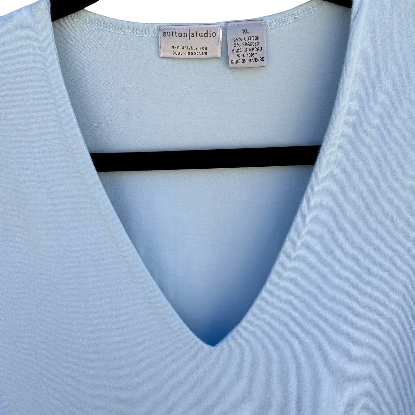 Sutton Studio V-Neck 3/4 Sleeve Minimalist Layering Top Womens Pastel Blue XL