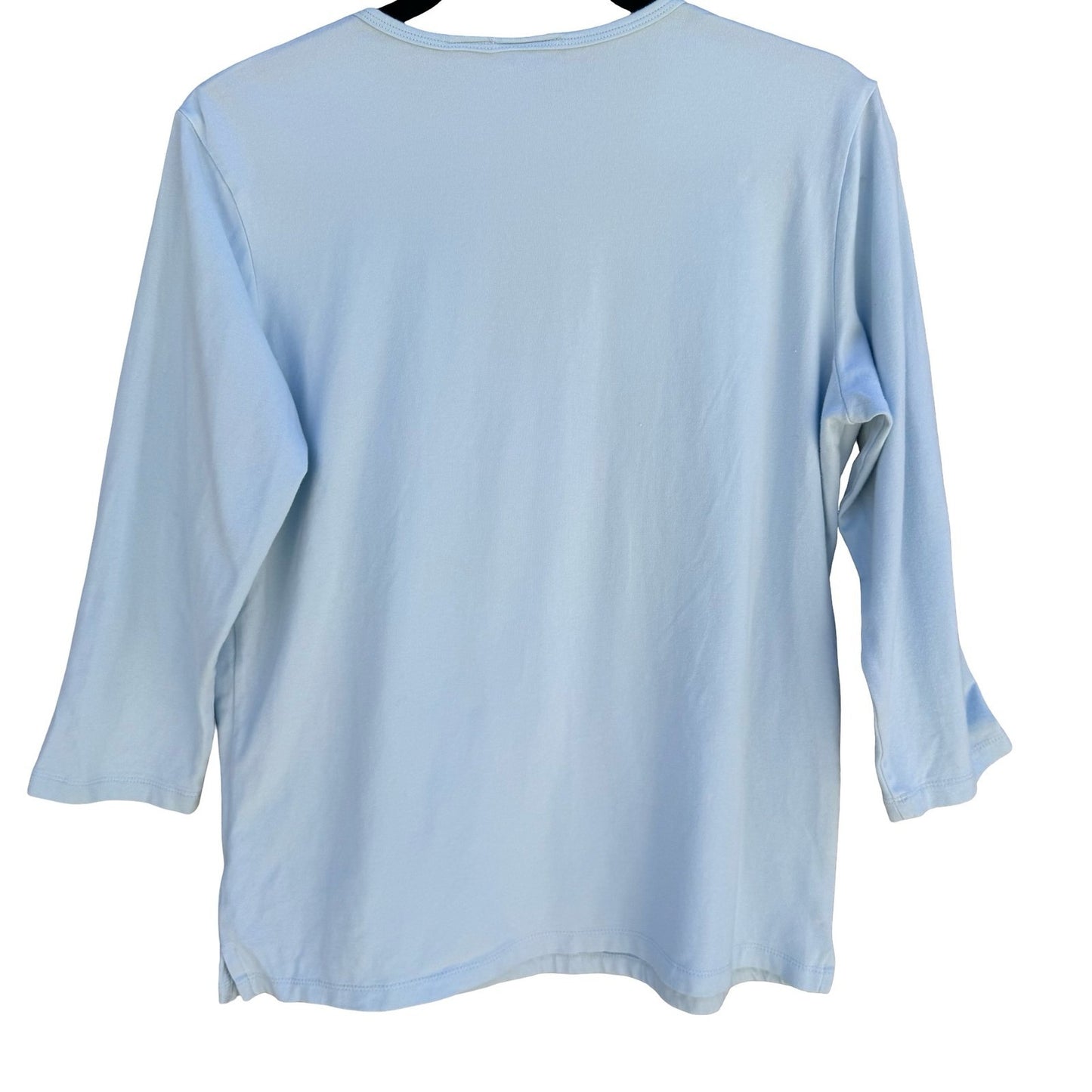 Sutton Studio V-Neck 3/4 Sleeve Minimalist Layering Top Womens Pastel Blue XL