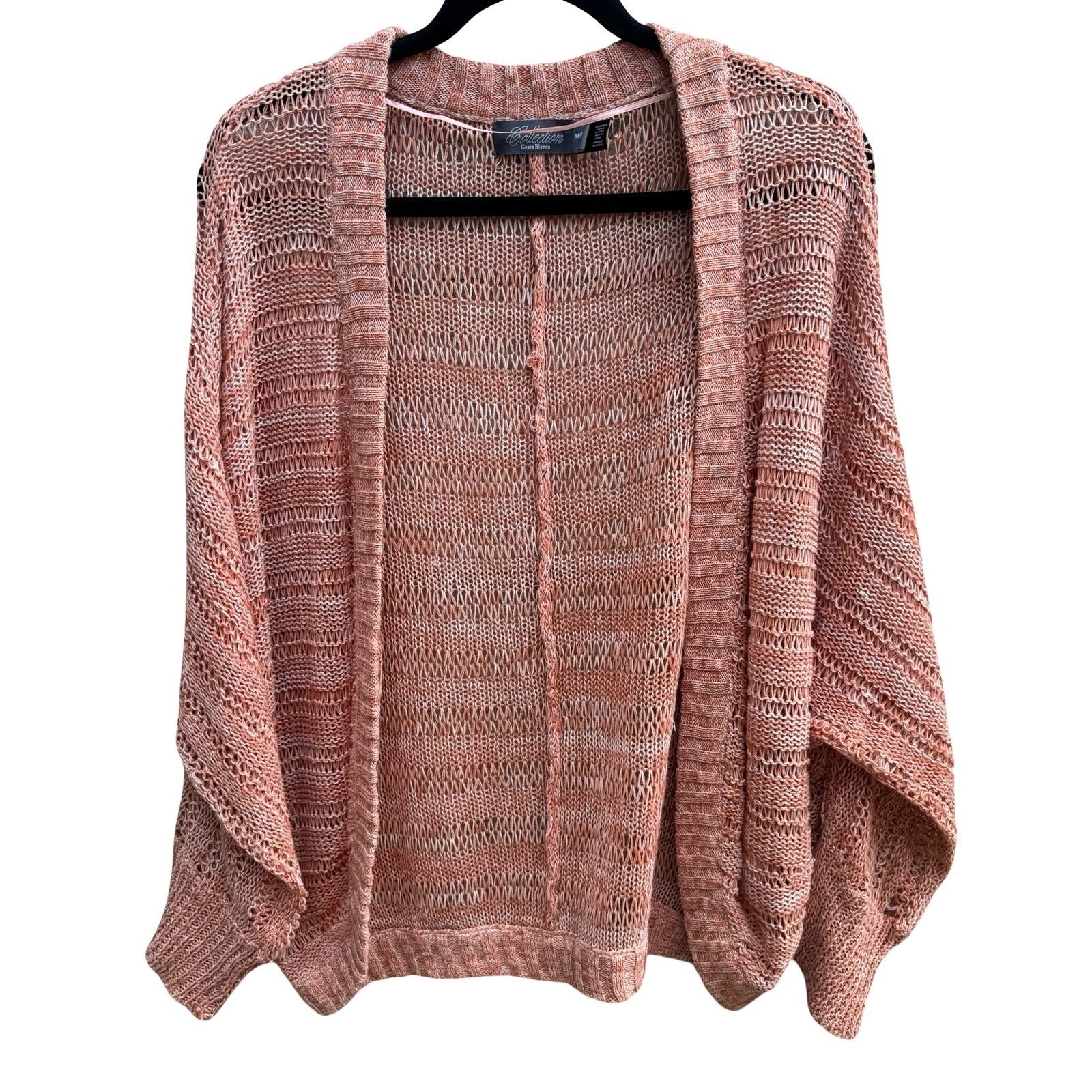 Costa Blanca Boho Coastal Beachy Airy Open Knit Batwing Cardigan Sweater Women M