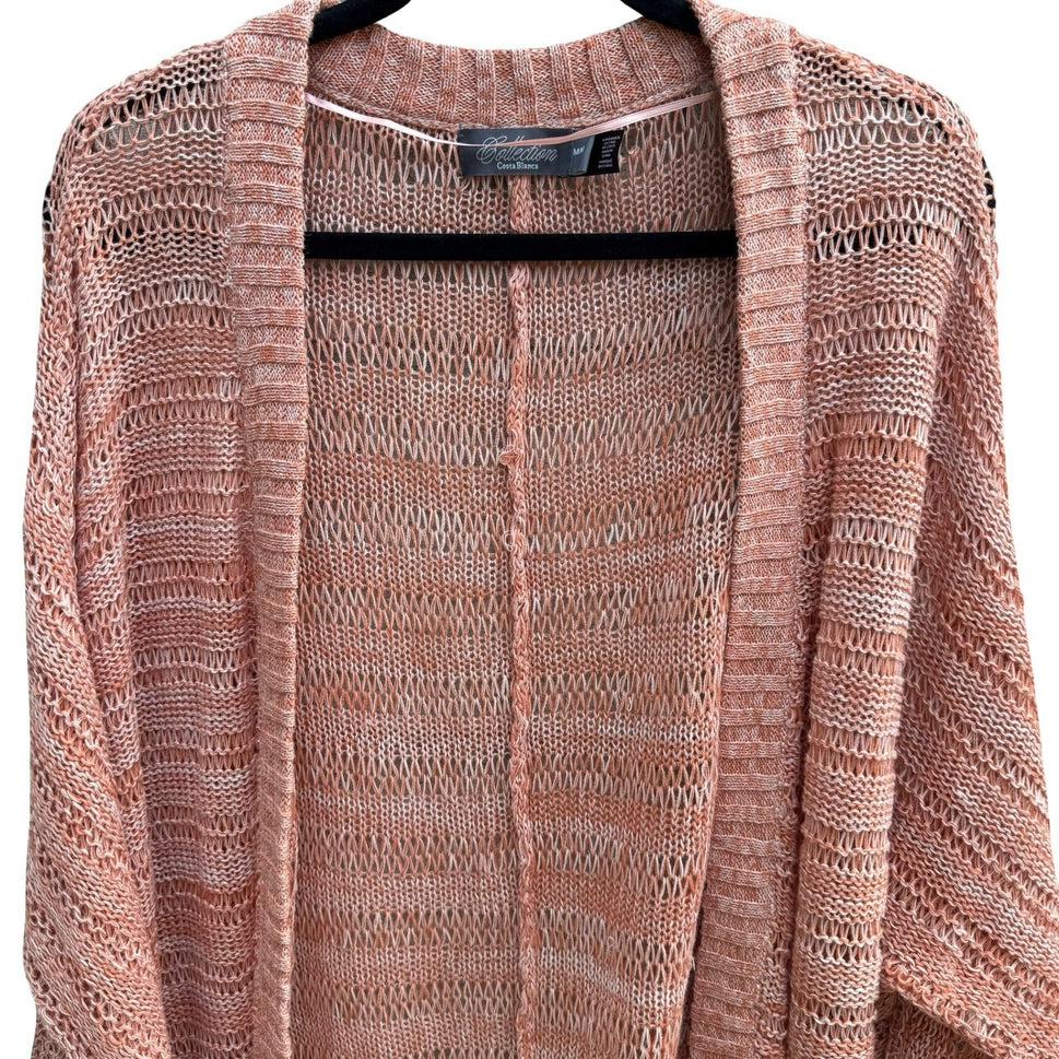 Costa Blanca Boho Coastal Beachy Airy Open Knit Batwing Cardigan Sweater Women M