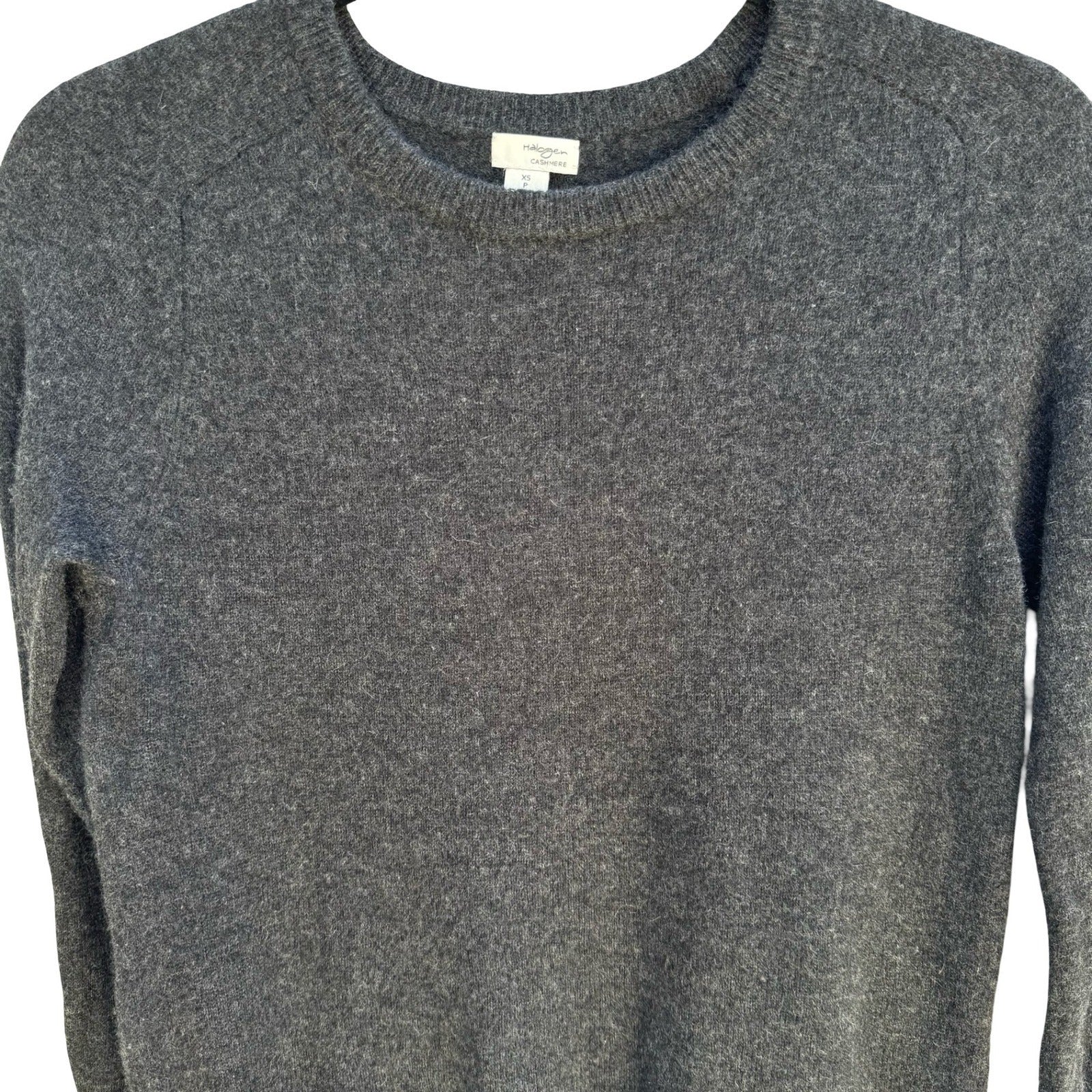 Halogen Cashmere Quiet Luxury Minimalist Preppy Sweater Soft Cozy Gray Womens XS