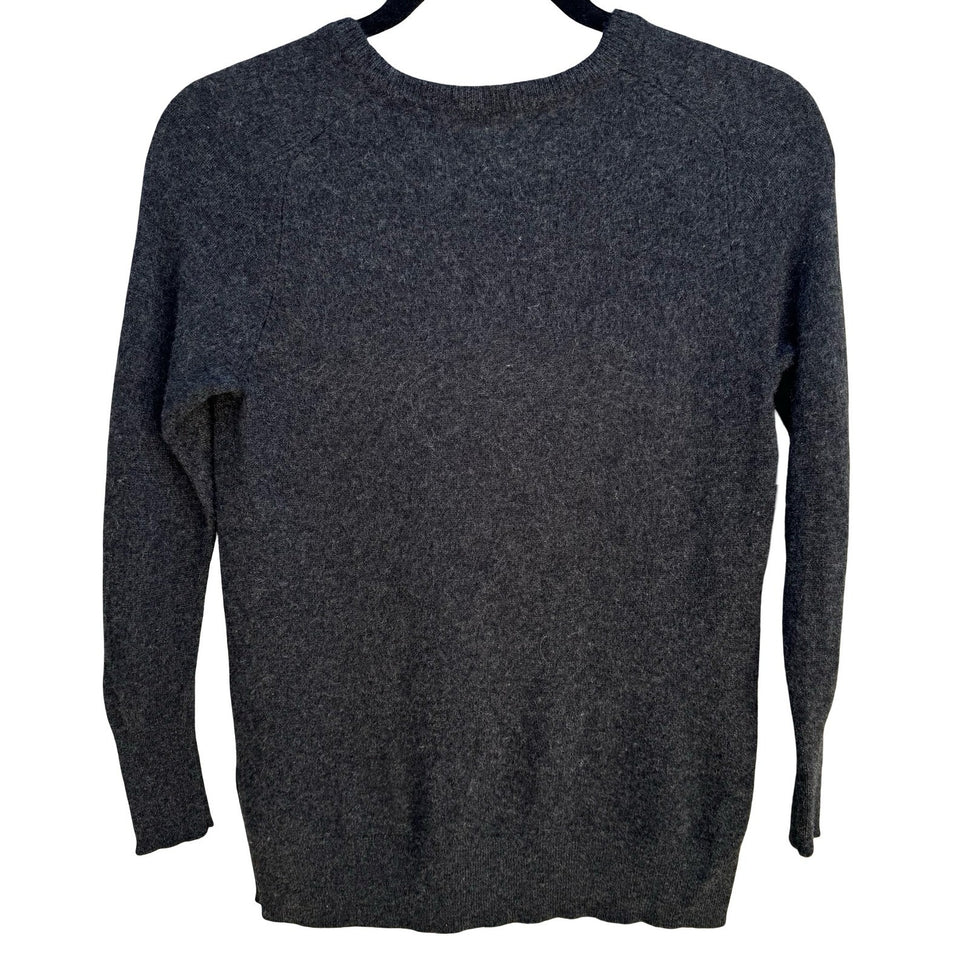 Halogen Cashmere Quiet Luxury Minimalist Preppy Sweater Soft Cozy Gray Womens XS