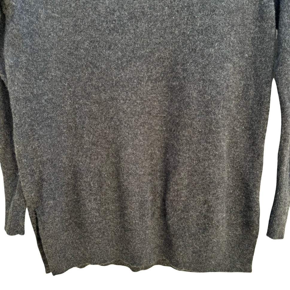 Halogen Cashmere Quiet Luxury Minimalist Preppy Sweater Soft Cozy Gray Womens XS