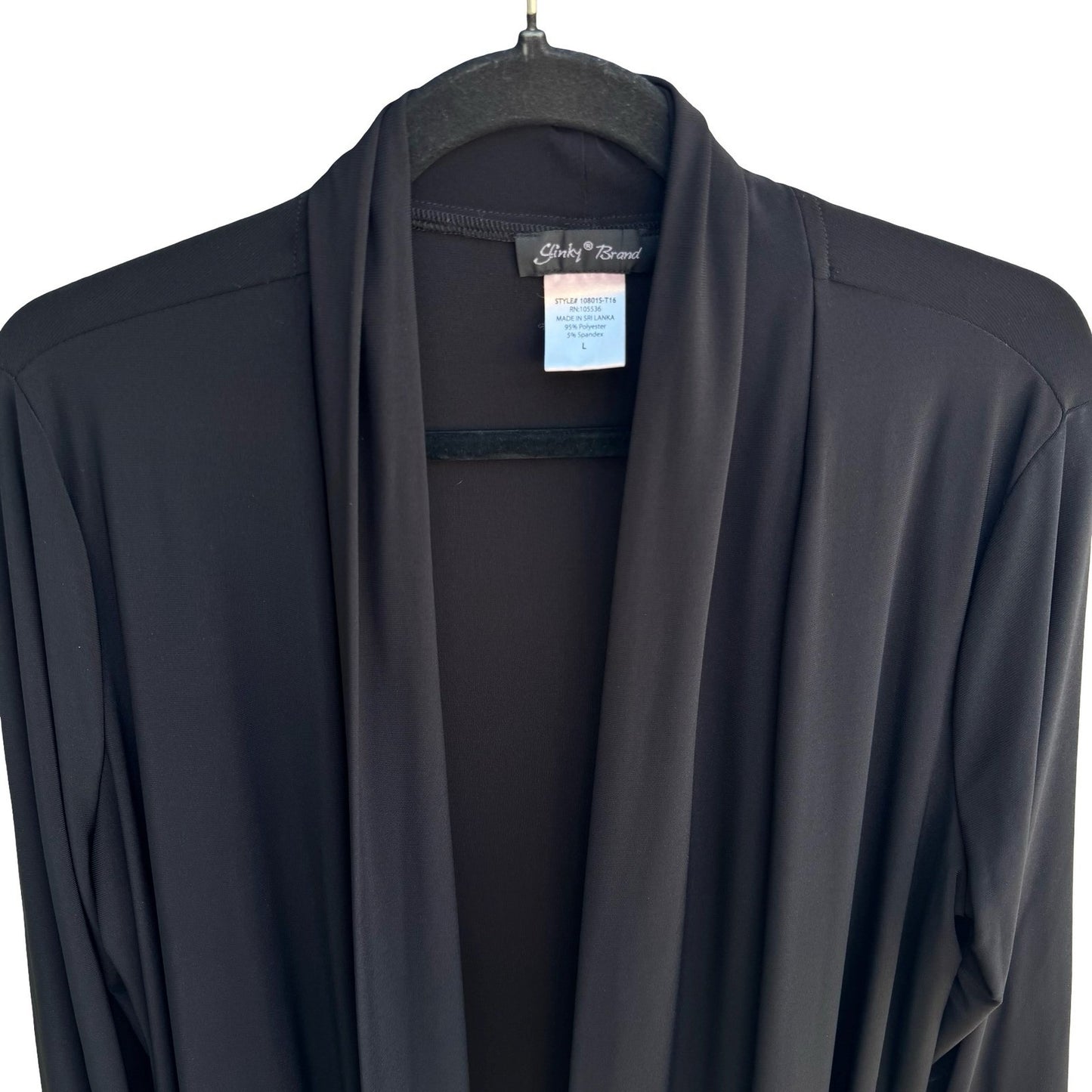 Slinky Brand Minimalist Layering Open Front 3/4 Sleeve Draped Jersey Cardigan