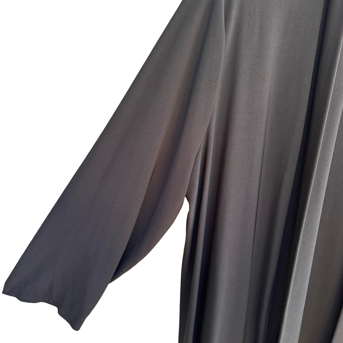 Slinky Brand Minimalist Layering Open Front 3/4 Sleeve Draped Jersey Cardigan