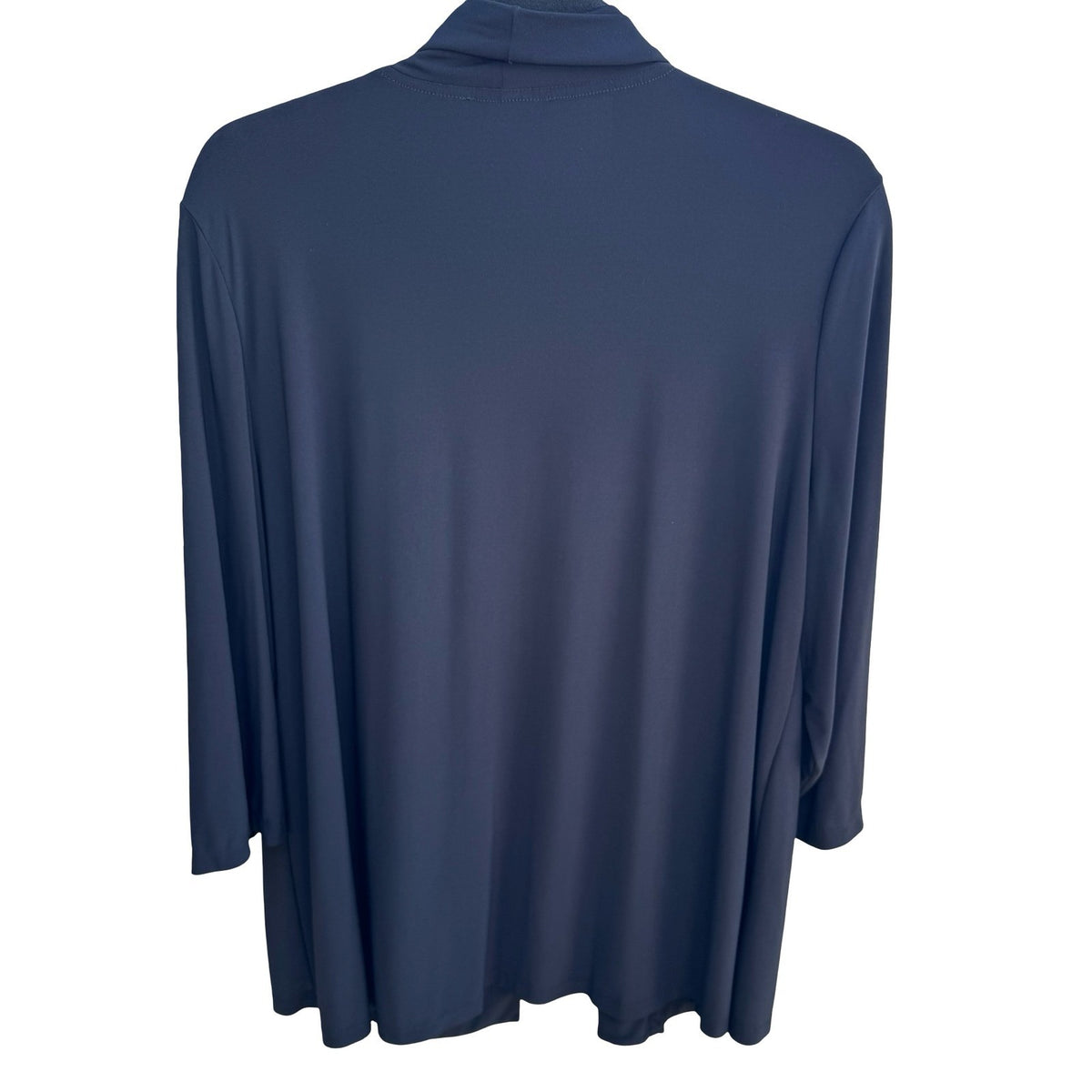 Slinky Brand Minimalist Layering Open Front 3/4 Sleeve Draped Jersey Cardigan