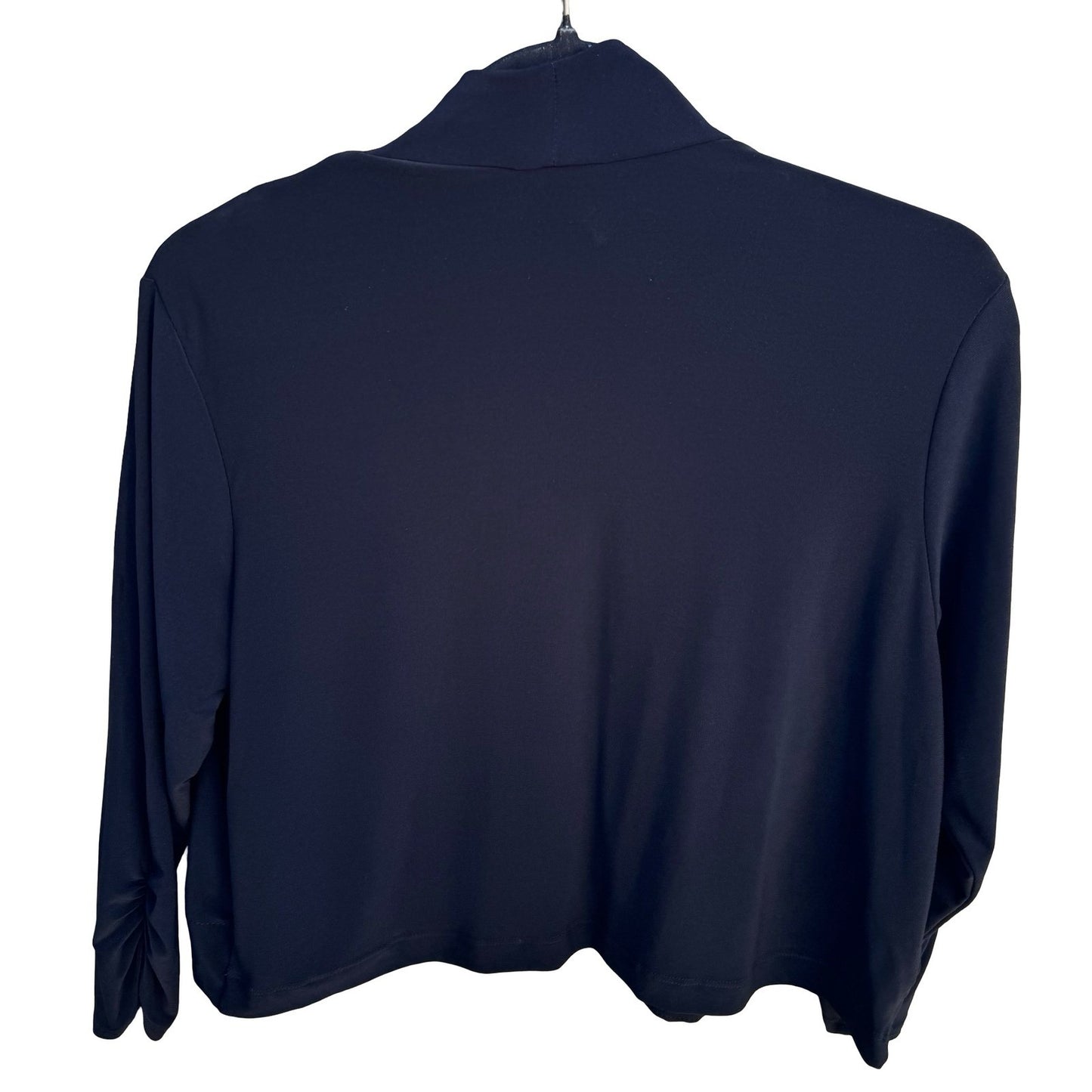 City Fusion Womens M Black Open Front Ruched Sleeve Evening Bolero Shrug Jacket