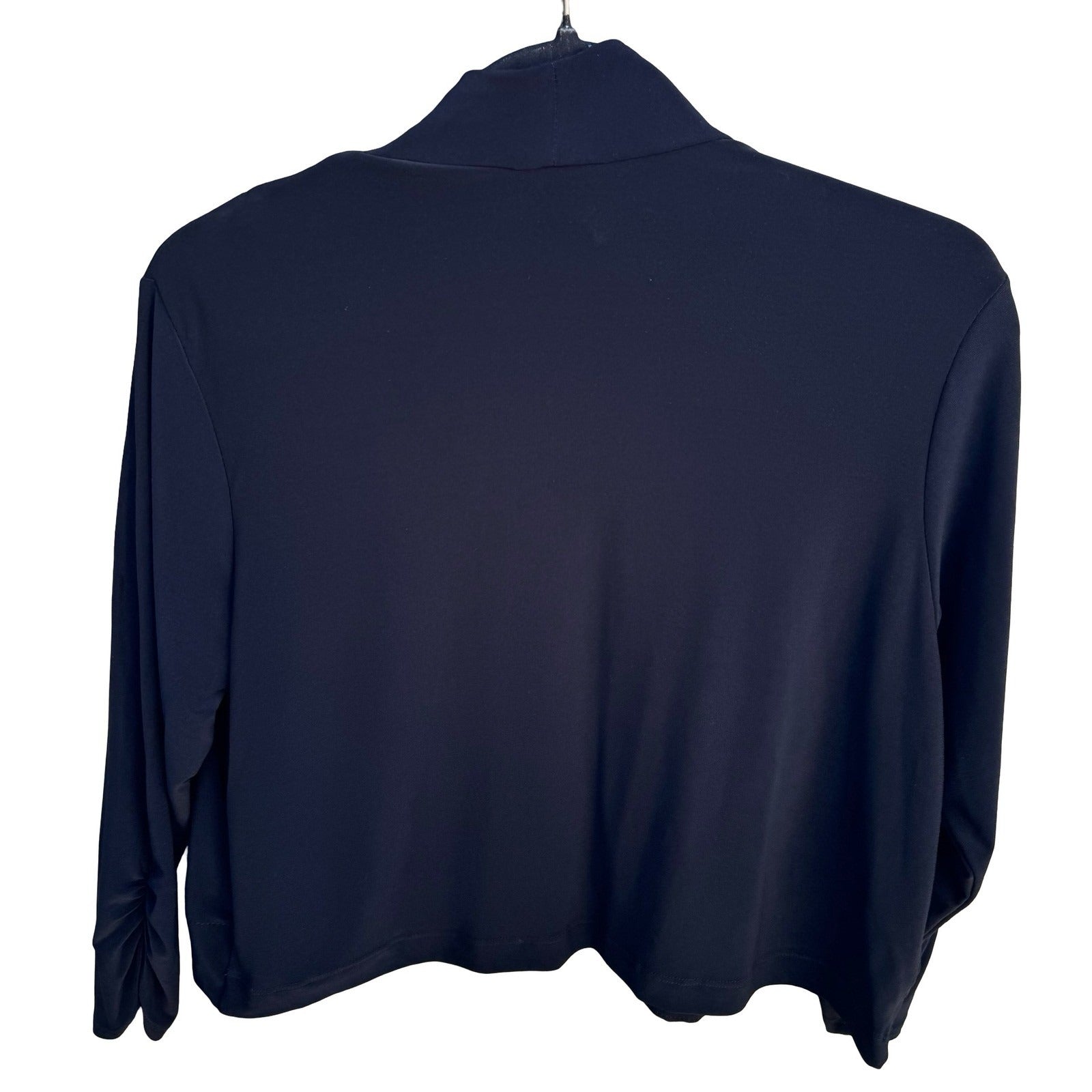 City Fusion Womens M Black Open Front Ruched Sleeve Evening Bolero Shrug Jacket