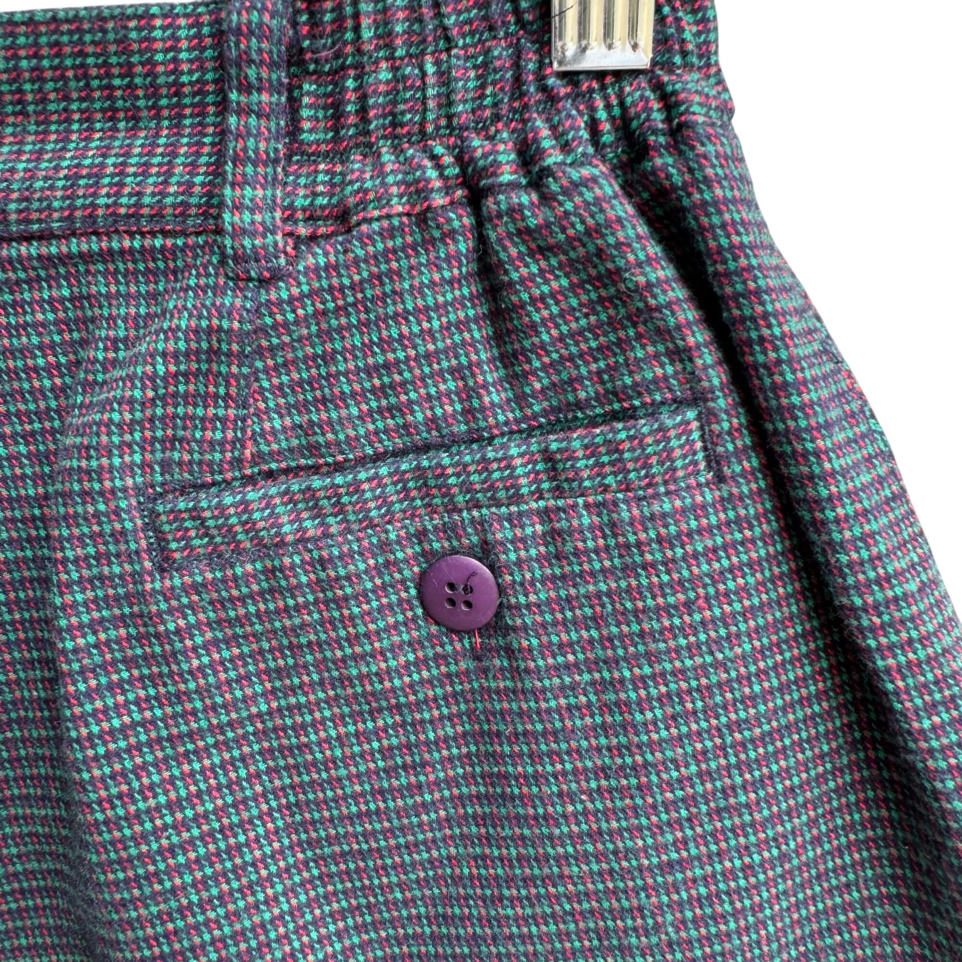 Sarah English Petite Vintage Womens Blue Plaid Tweed Pleated Cotton Shorts 4P