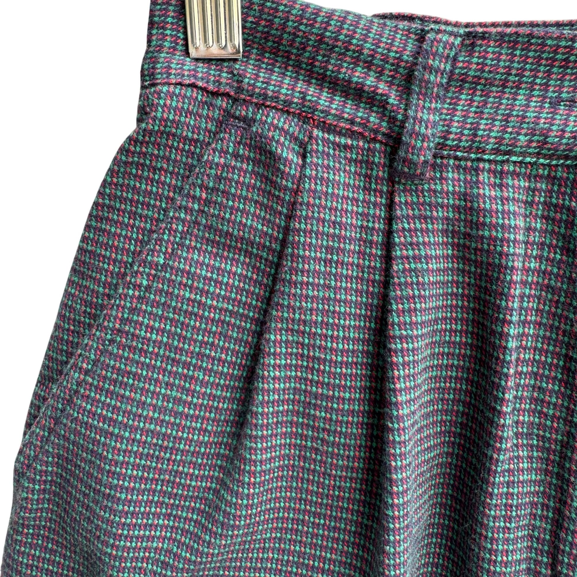 Sarah English Petite Vintage Womens Blue Plaid Tweed Pleated Cotton Shorts 4P