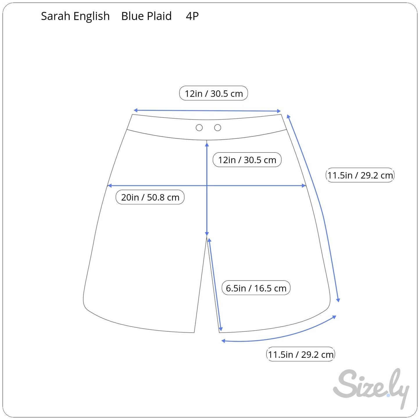 Sarah English Petite Vintage Womens Blue Plaid Tweed Pleated Cotton Shorts 4P