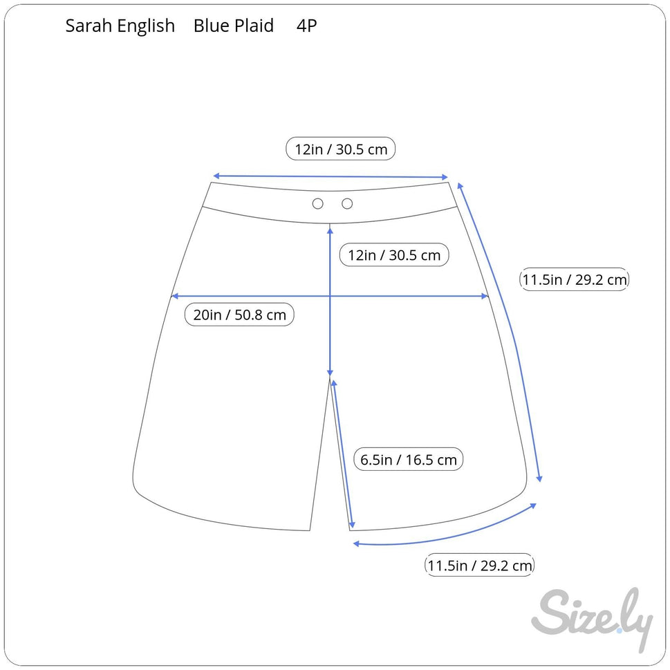Sarah English Petite Vintage Womens Blue Plaid Tweed Pleated Cotton Shorts 4P