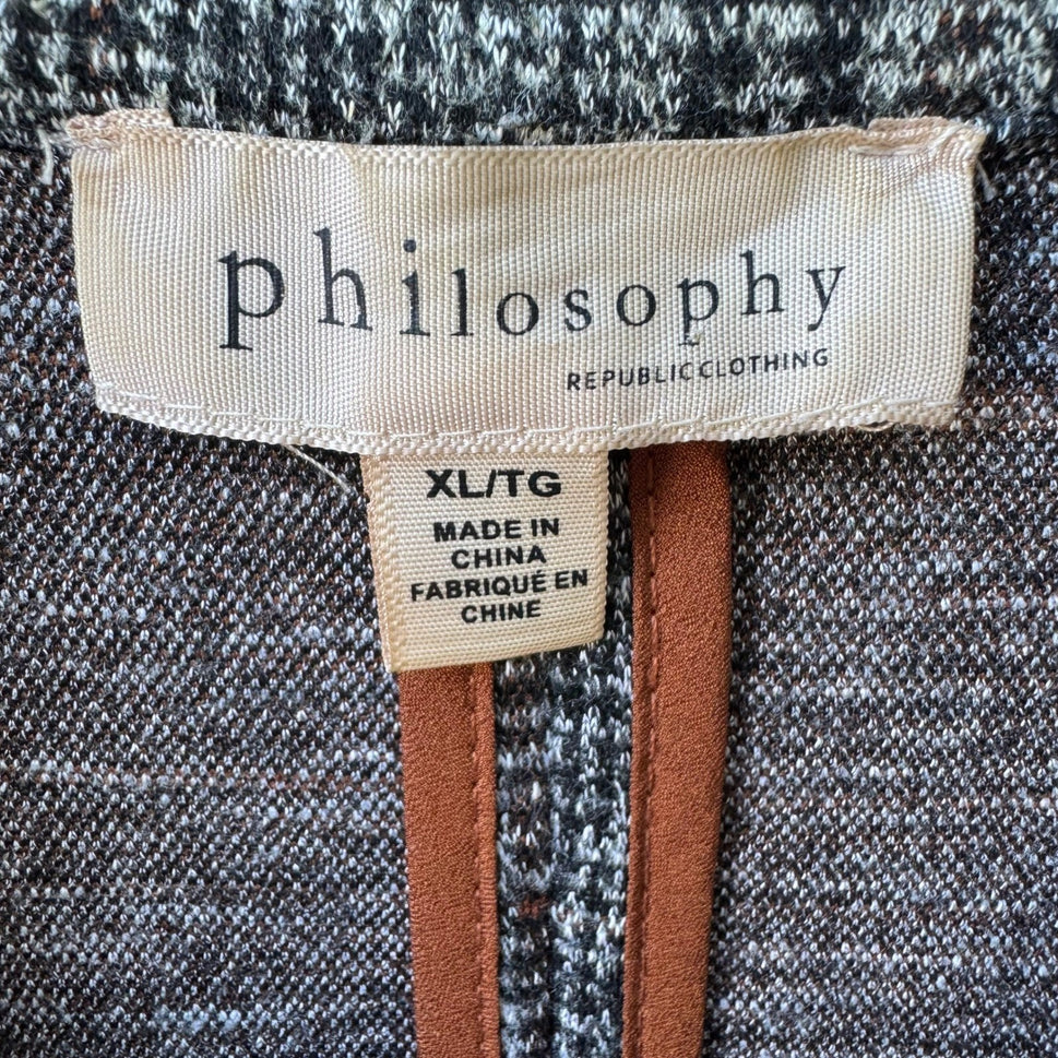 Philosophy Dark Academia Preppy Professional Plaid Longline Blazer Jacket XL