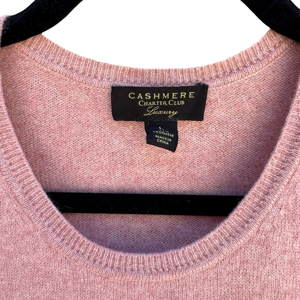 Charter Club Luxury Cashmere Sweater Quiet Luxury Old Money Soft Girl Pink L