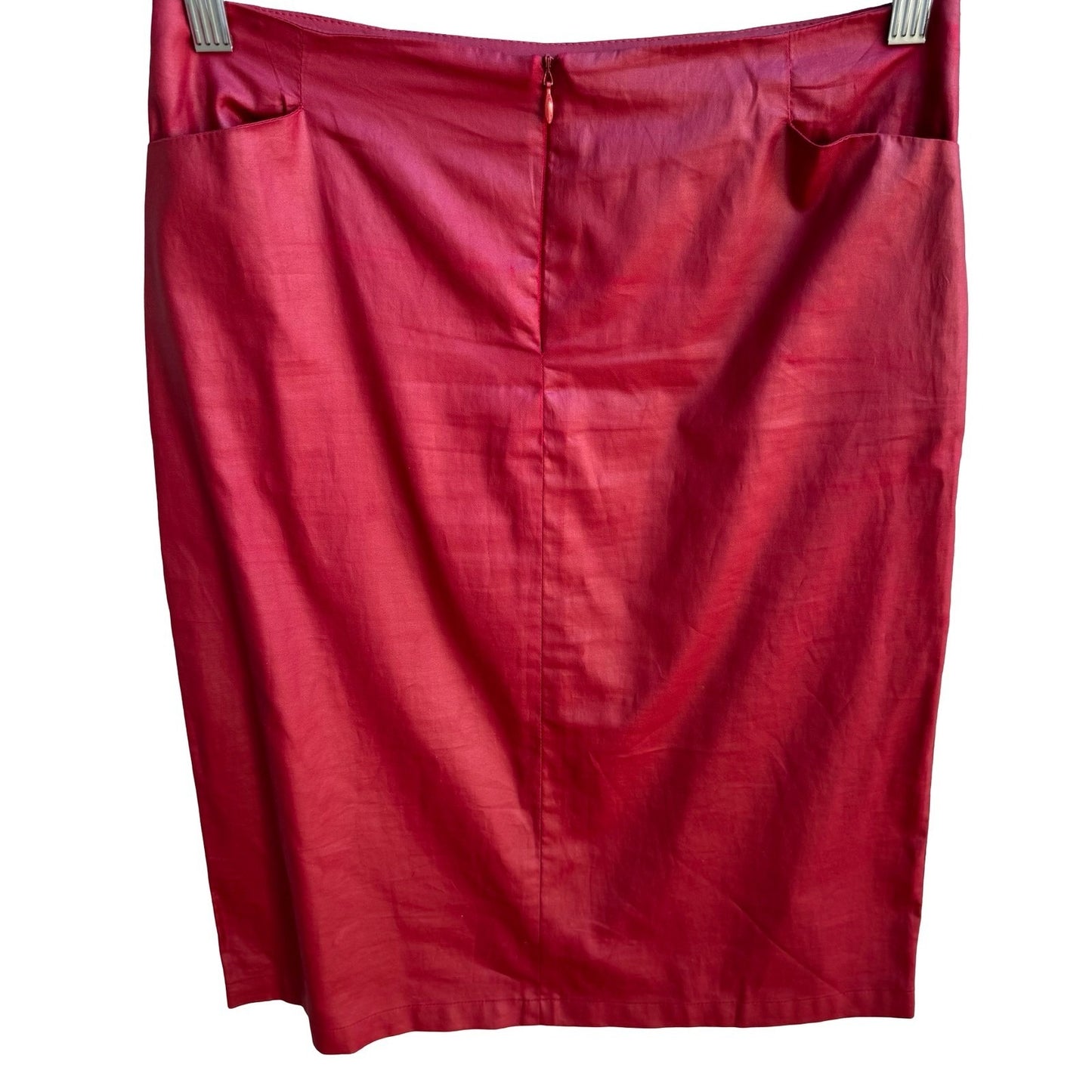 Tooke Fiona Beckett Vintage 90s Minimalist Red Cotton Pencil Skirt XS Archival
