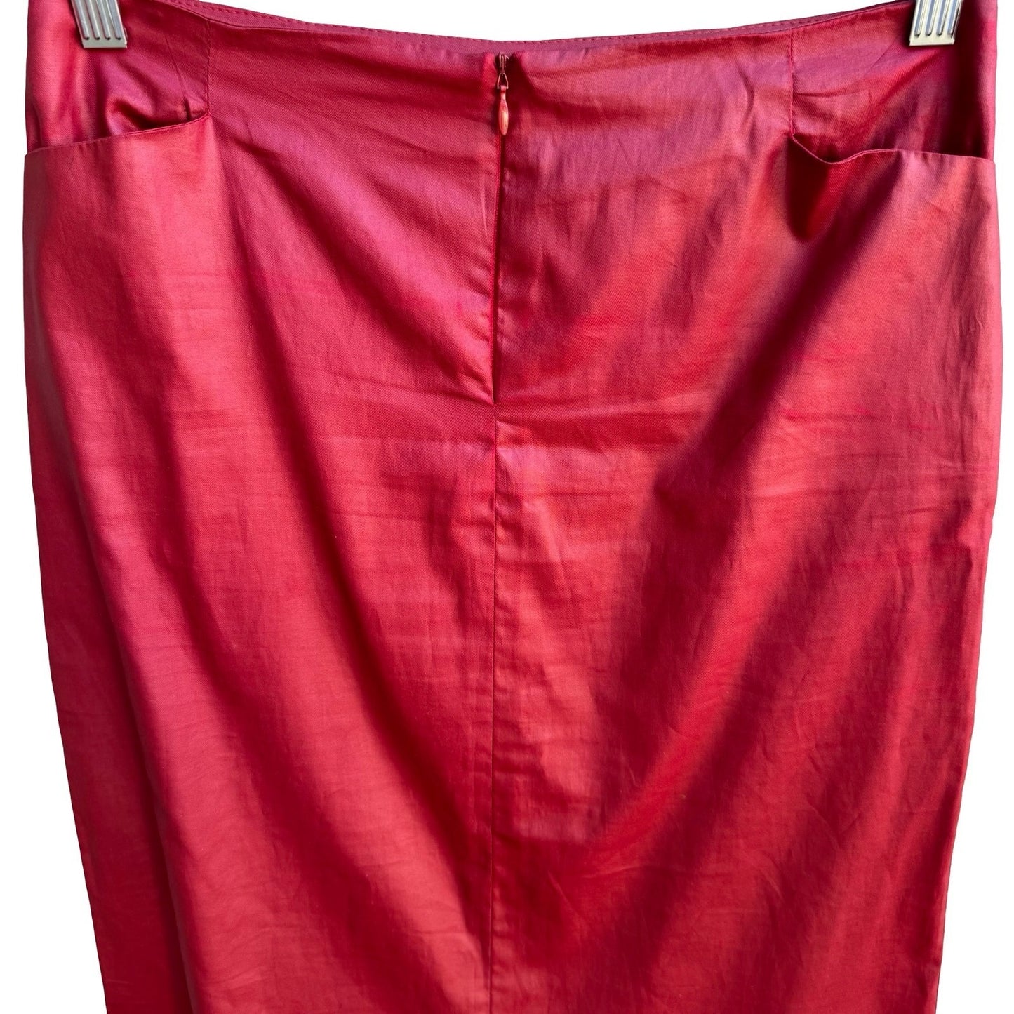 Tooke Fiona Beckett Vintage 90s Minimalist Red Cotton Pencil Skirt XS Archival
