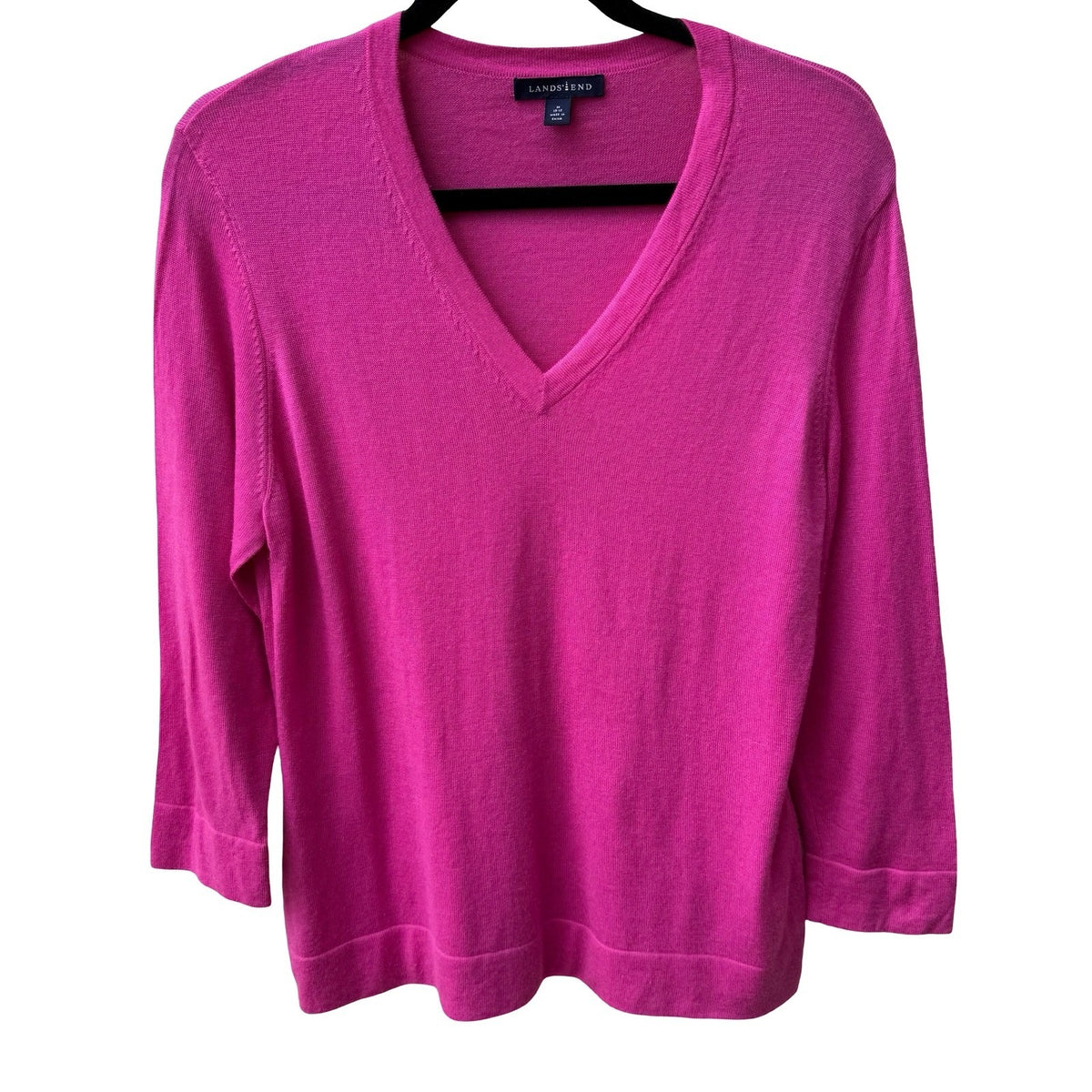 Lands End 100% Cashmere Barbiecore Preppy Soft Girl V-Neck Sweater Womens Pink M