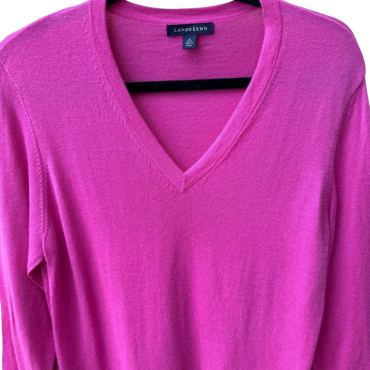 Lands End 100% Cashmere Barbiecore Preppy Soft Girl V-Neck Sweater Womens Pink M
