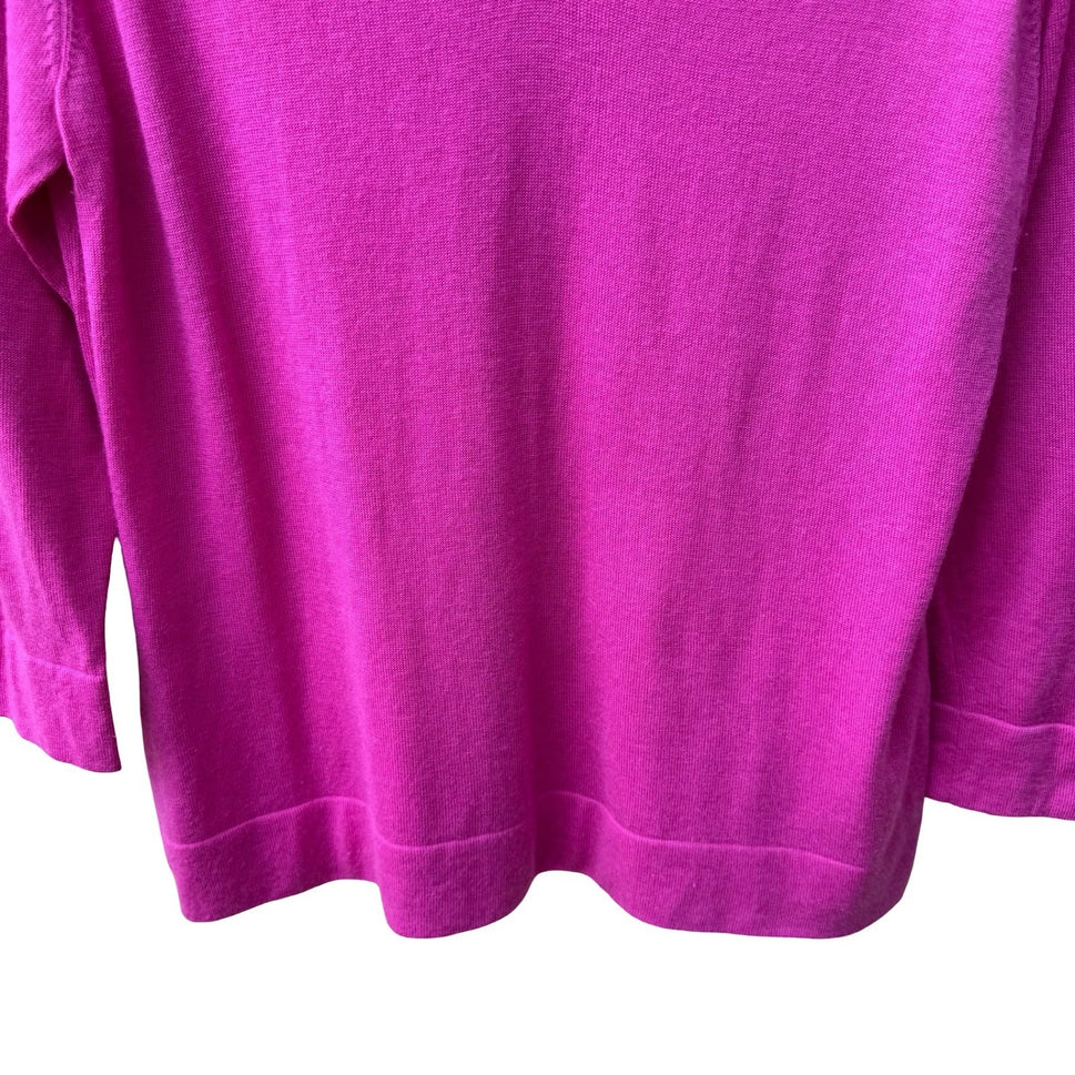 Lands End 100% Cashmere Barbiecore Preppy Soft Girl V-Neck Sweater Womens Pink M