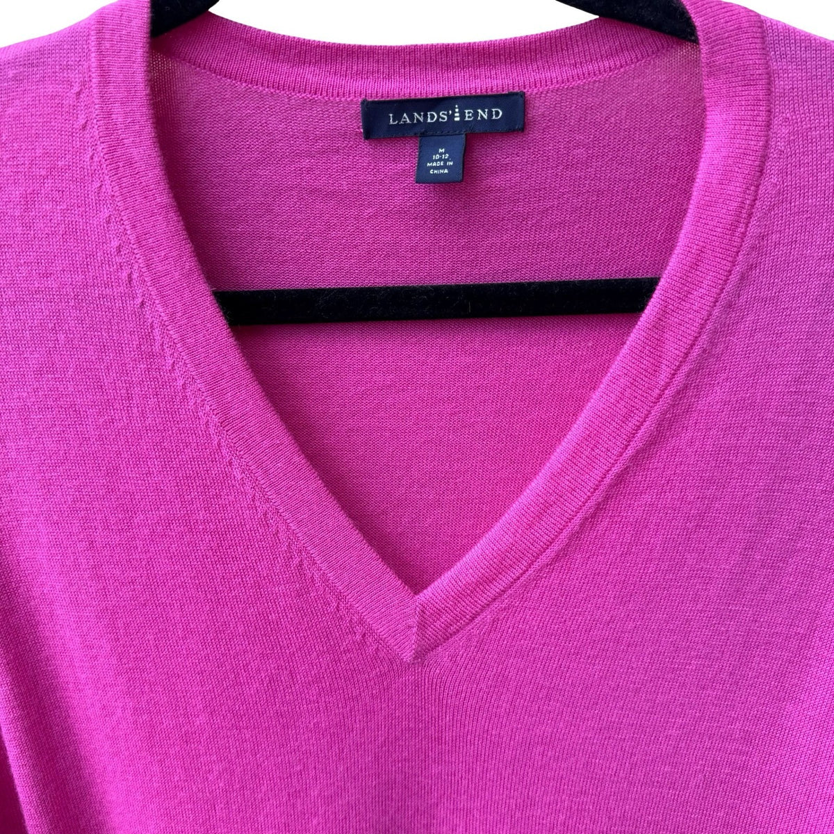 Lands End 100% Cashmere Barbiecore Preppy Soft Girl V-Neck Sweater Womens Pink M