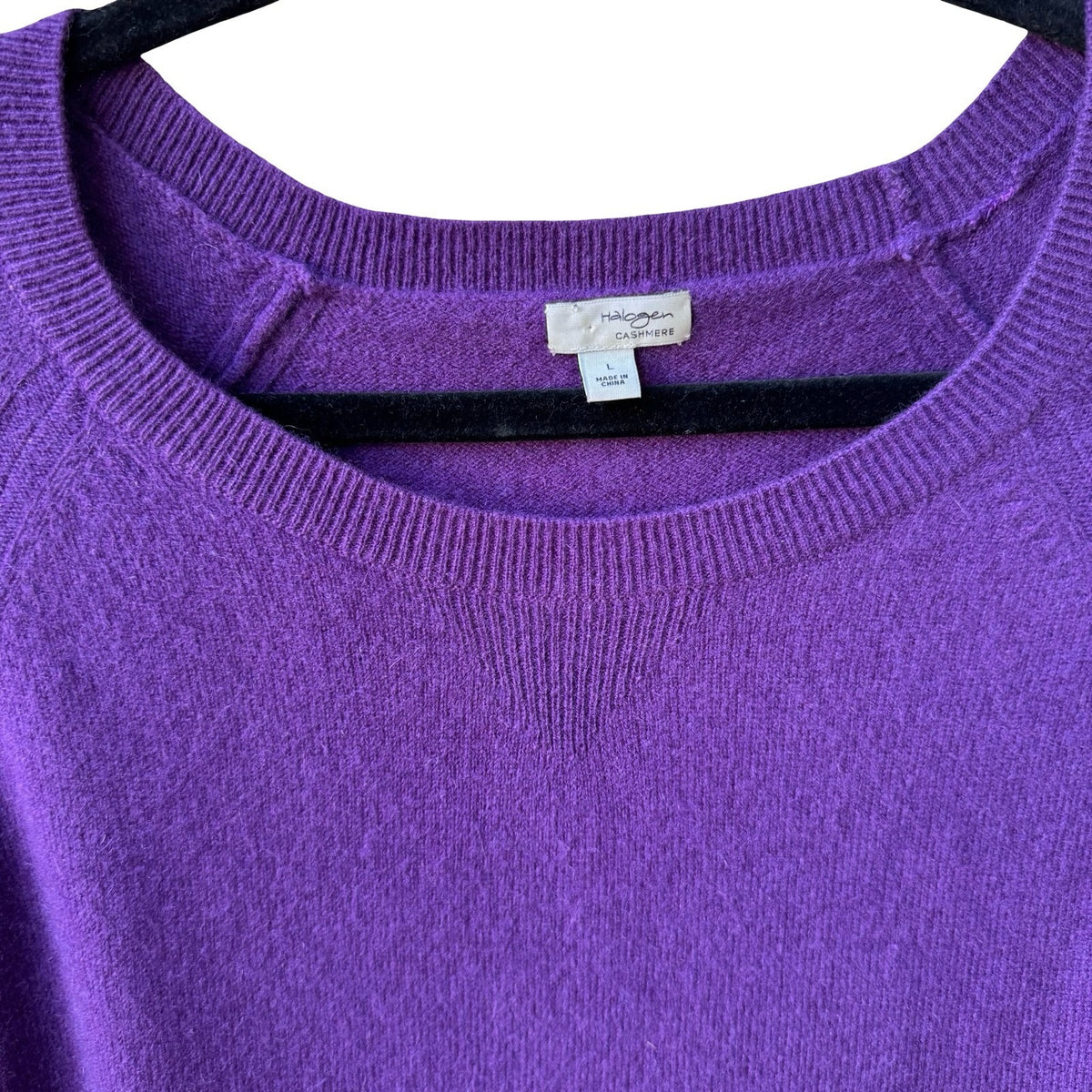 Halogen Cashmere Quiet Luxury Old Money Minimalist Preppy Cozy Sweater Purple M