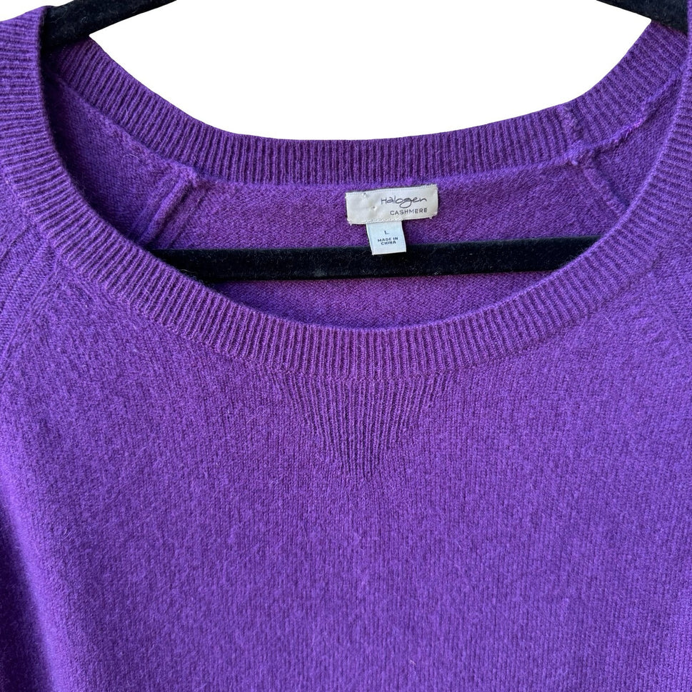 Halogen Cashmere Quiet Luxury Old Money Minimalist Preppy Cozy Sweater Purple M