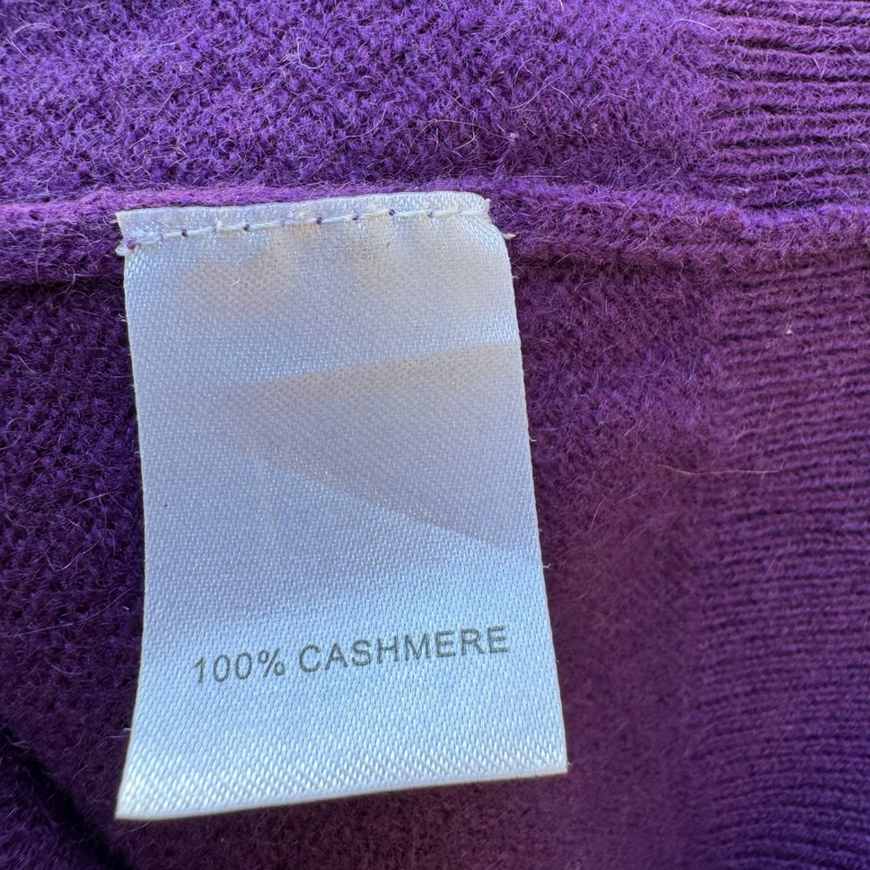 Halogen Cashmere Quiet Luxury Old Money Minimalist Preppy Cozy Sweater Purple M