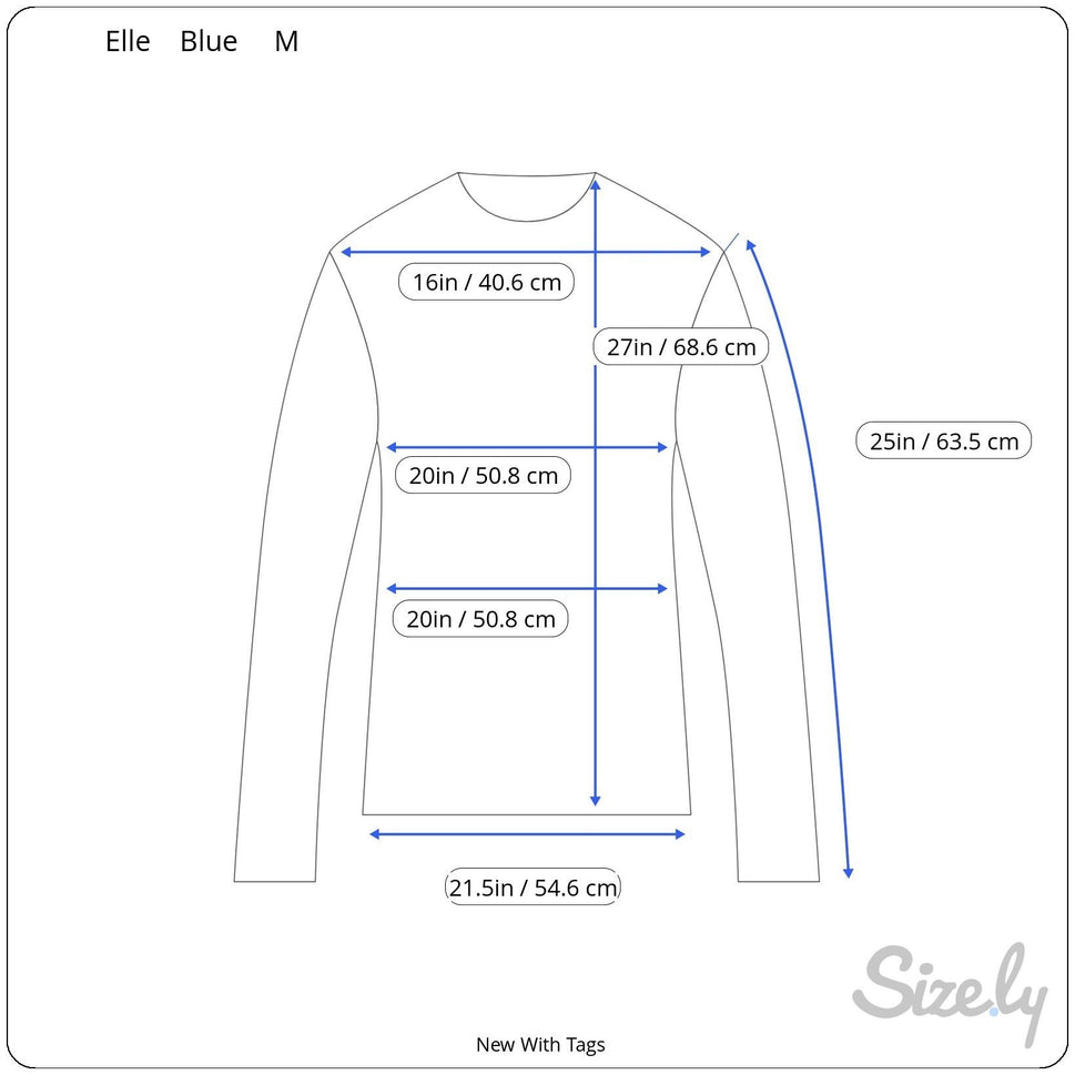 Elle Womens M Blue Speckled Metallic Knit Sweater Scalloped Hem Cozy Winter New