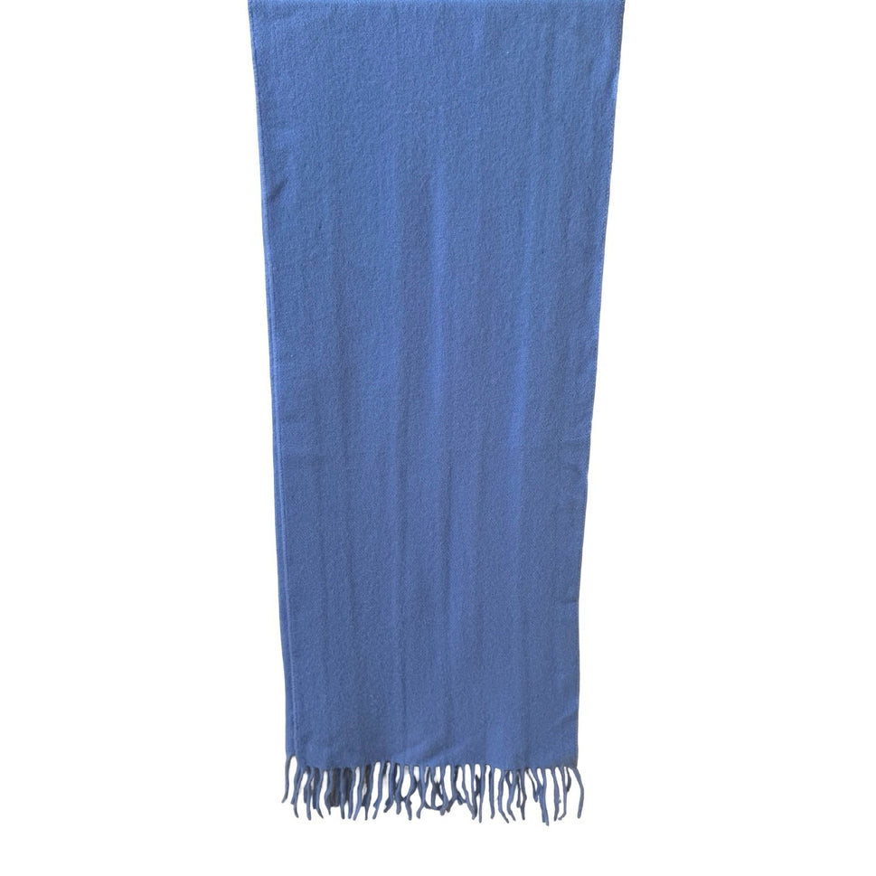 Descours Paris Pure Cashmere Quiet Luxury French Chic Fringe Scarf Wrap Blue OS