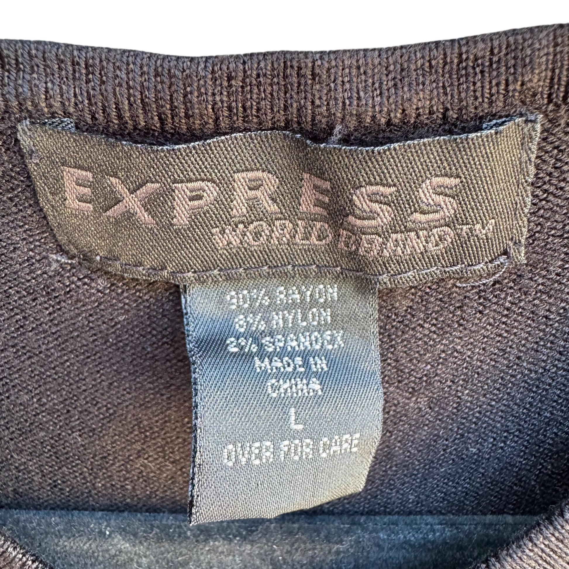 Express Vintage Y2K Womens Black Keyhole V-Neck Knit Supersoft Shirt Blouse S