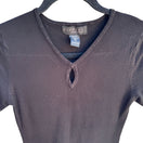 Switch Express Vintage Y2K Womens Black Keyhole V-Neck Knit Supersoft Shirt Blouse S 3 image