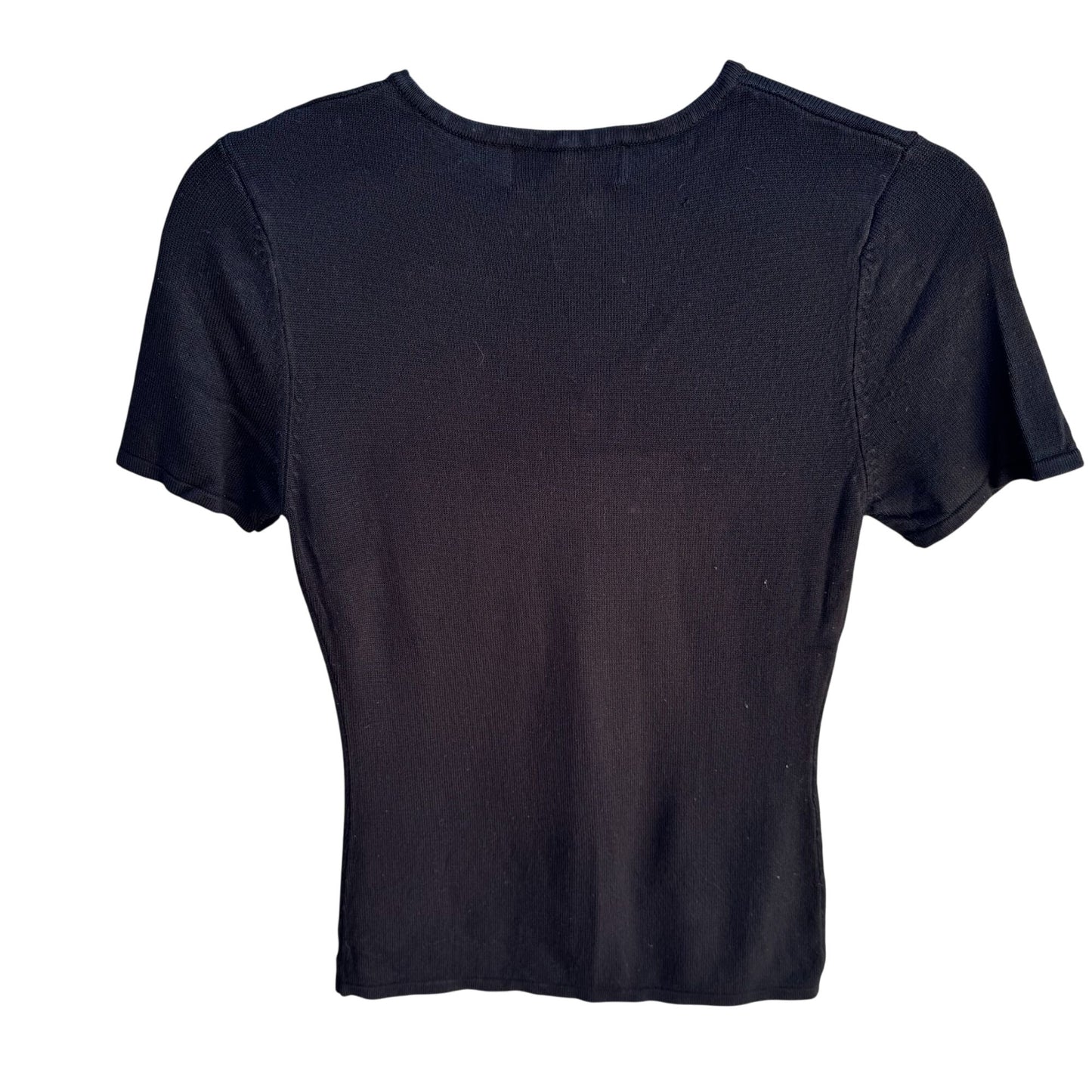 Express Vintage Y2K Womens Black Keyhole V-Neck Knit Supersoft Shirt Blouse S