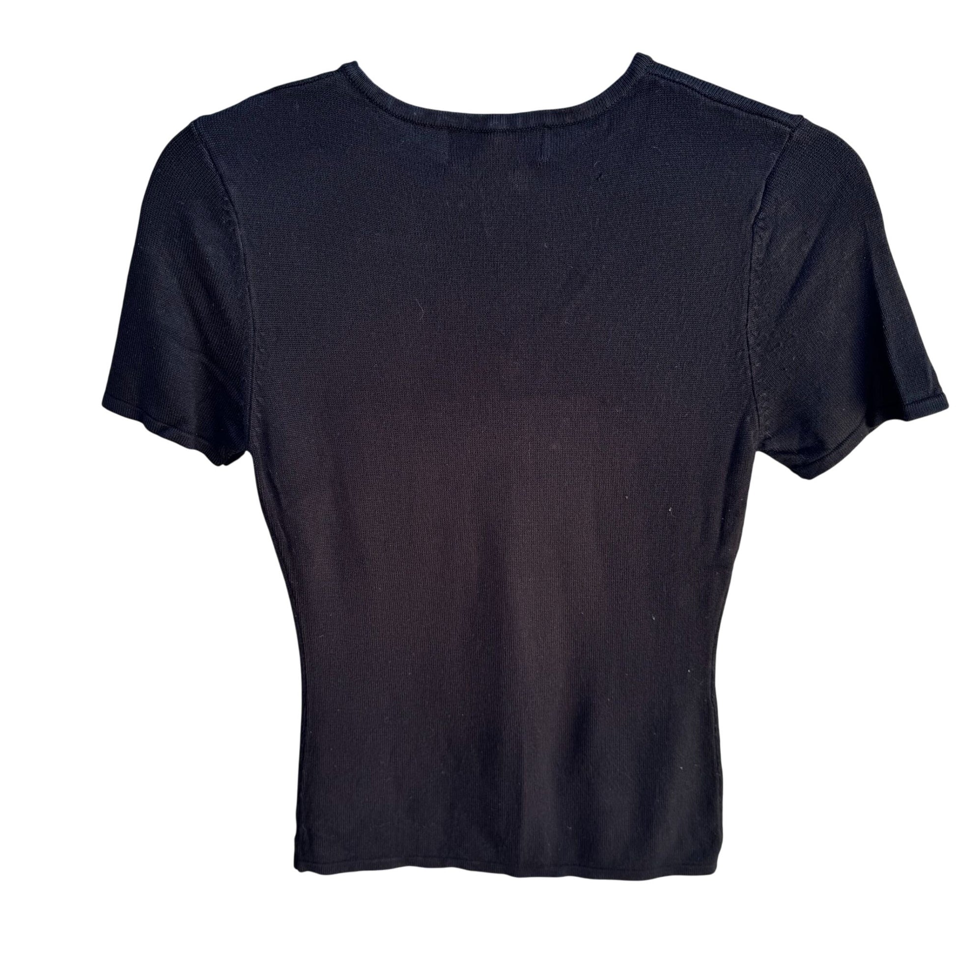 Express Vintage Y2K Womens Black Keyhole V-Neck Knit Supersoft Shirt Blouse S